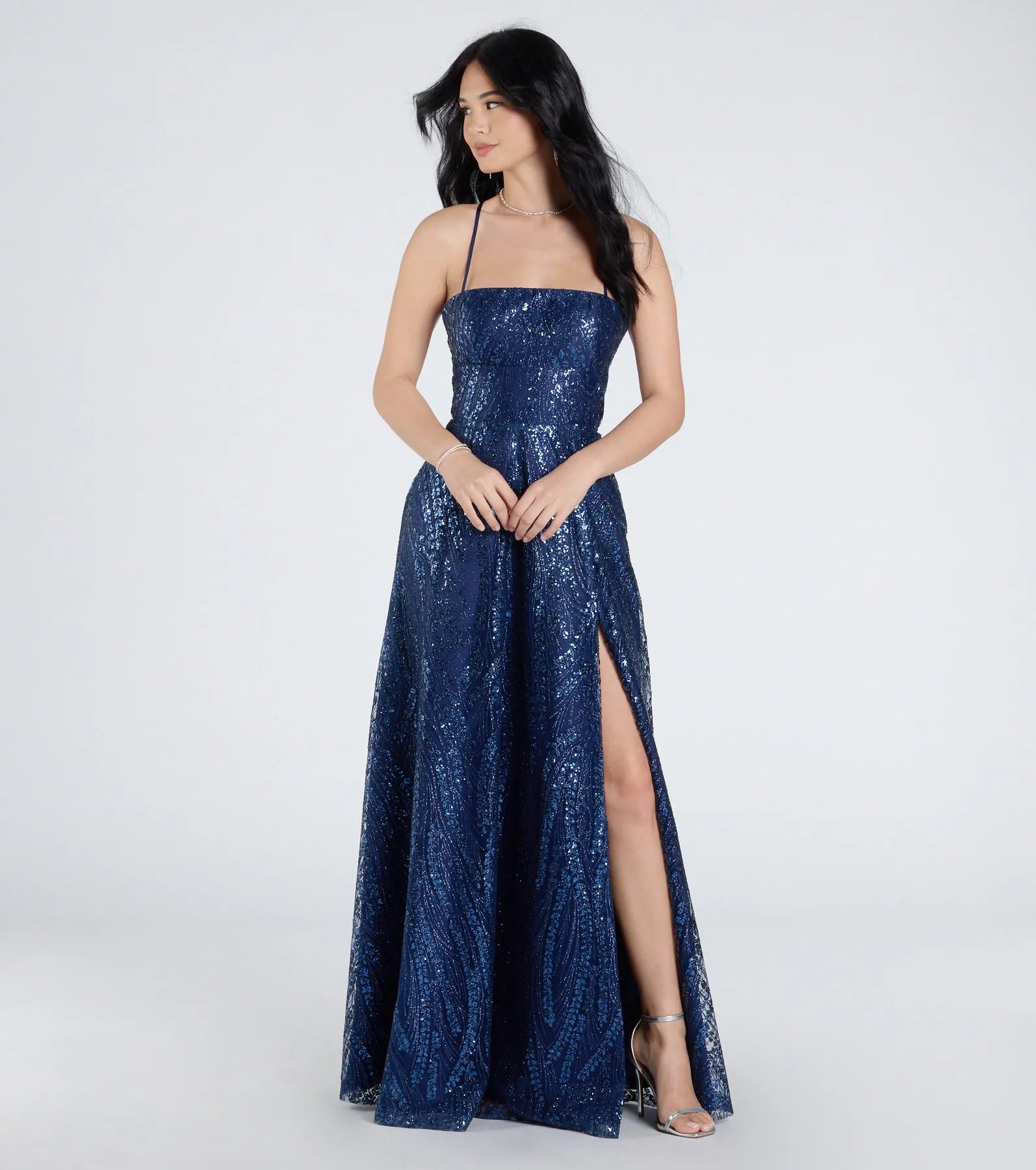 Ultimate Drea Glitter Sequin Lace-Up A-line Formal Dress | Premium Elegance