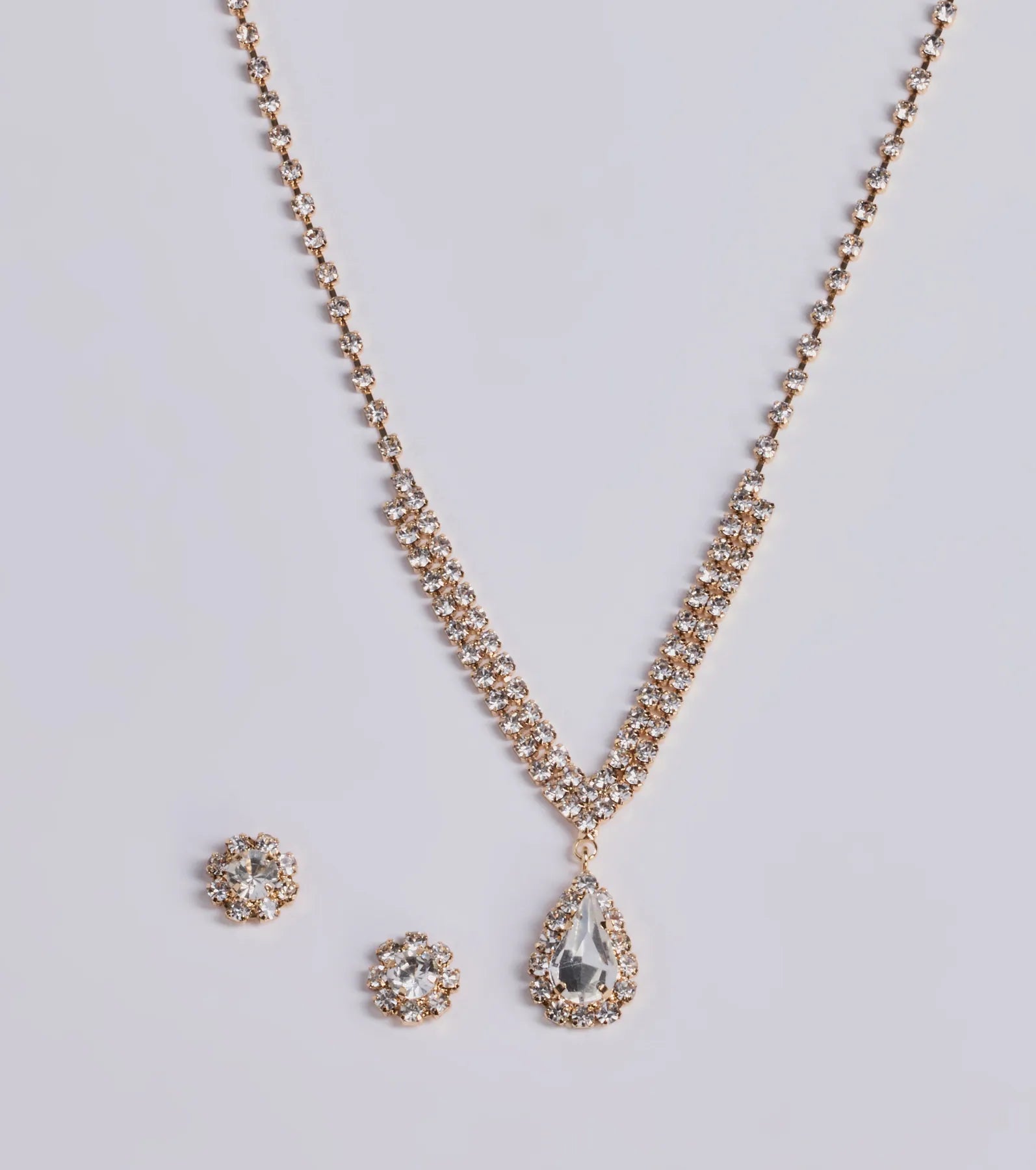 Ultimate Glamour Rhinestone Necklace & Earrings Set