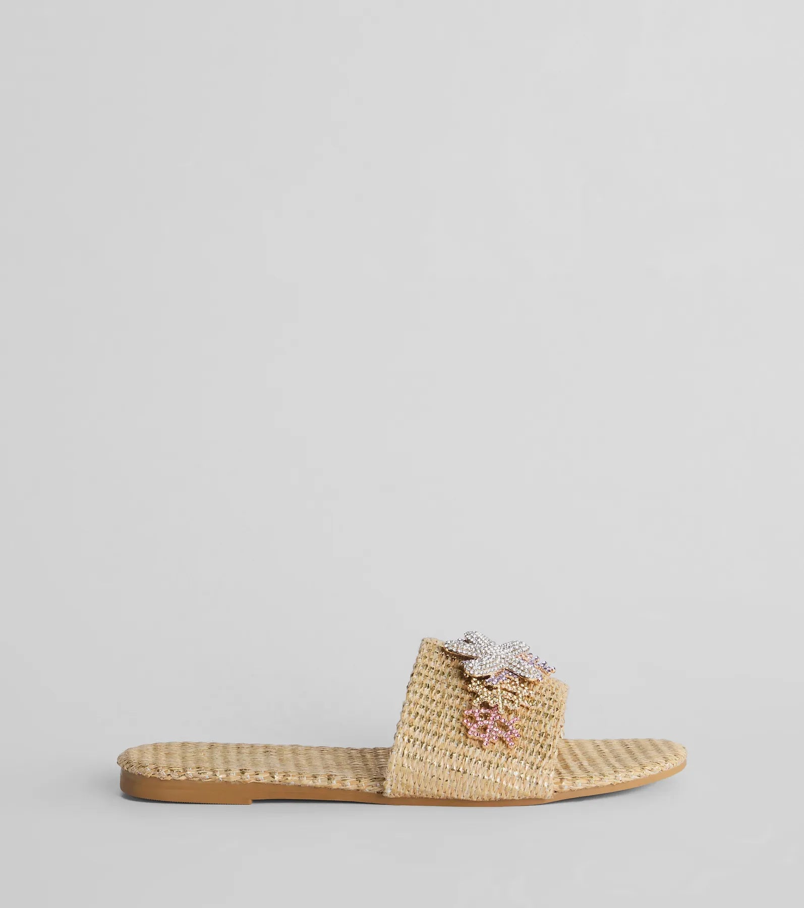 Premium Rhinestone Starfish Straw Flat Sandals - Ultimate Summer Style