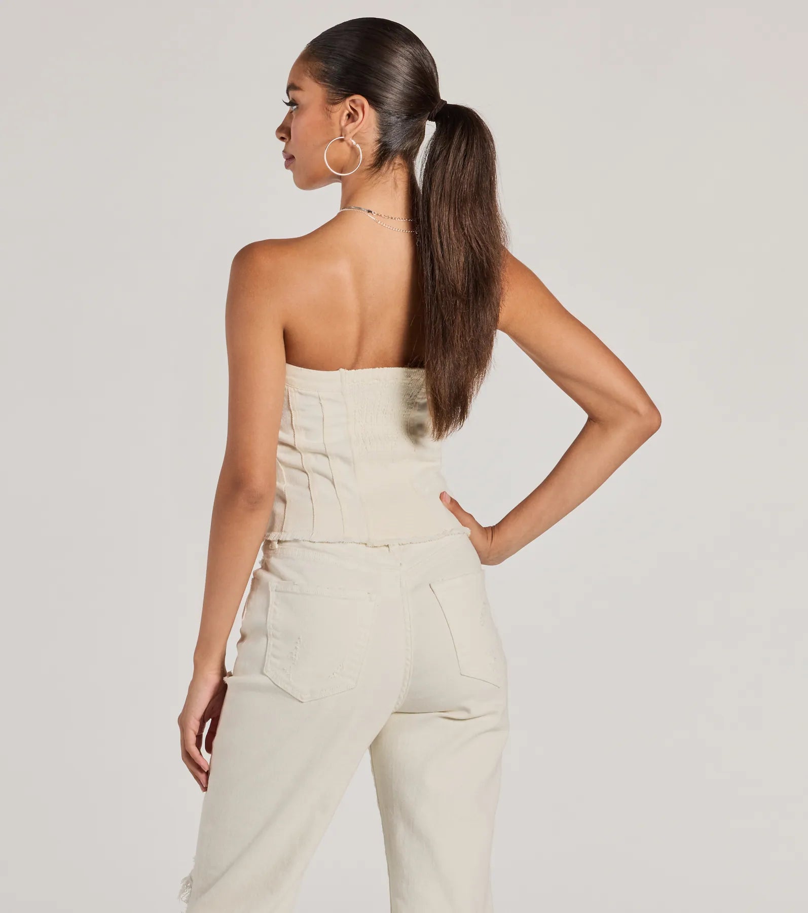 Ultimate Strapless Zip-Front Denim Crop Top – Style & Comfort Redefined