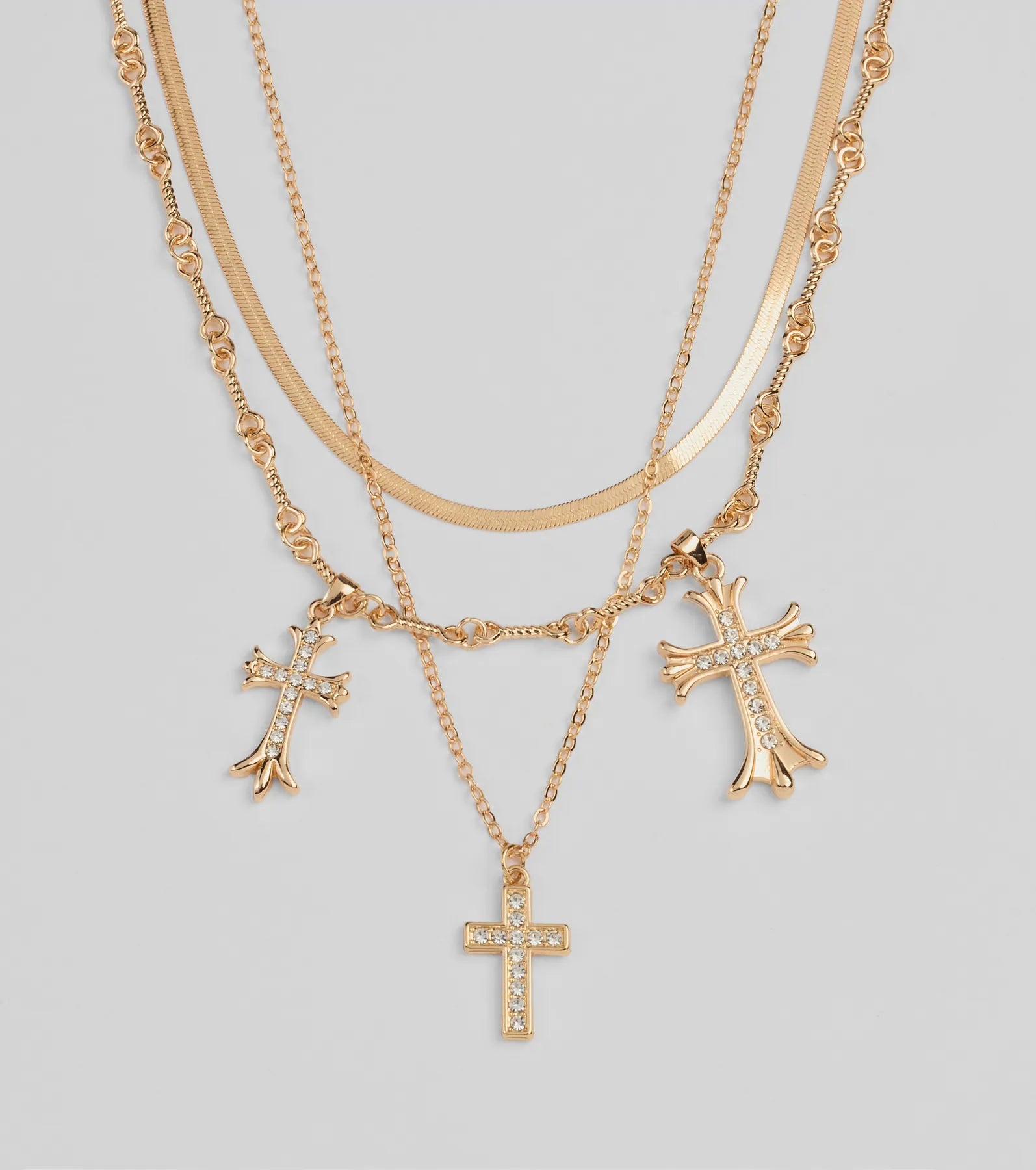 Premium Chic Blessings Cross Charm Layered Necklace - Ultimate Style Statement