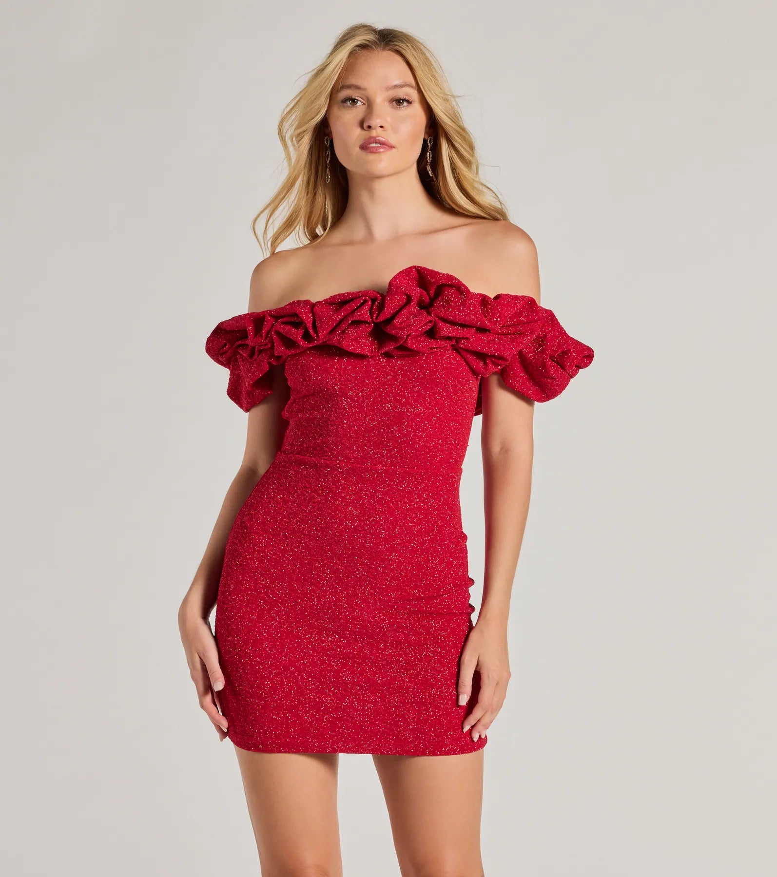 Ultimate Glam Ember Off-The-Shoulder Party Dress