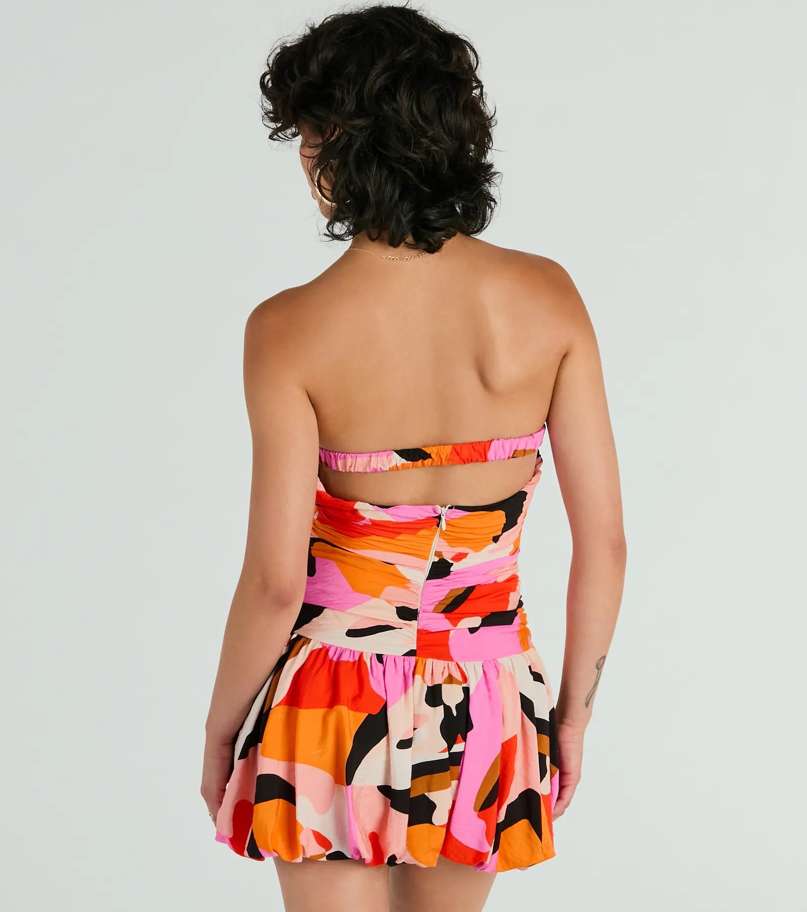 Ultimate Artistic Sensation Strapless Abstract Bubble Mini Dress