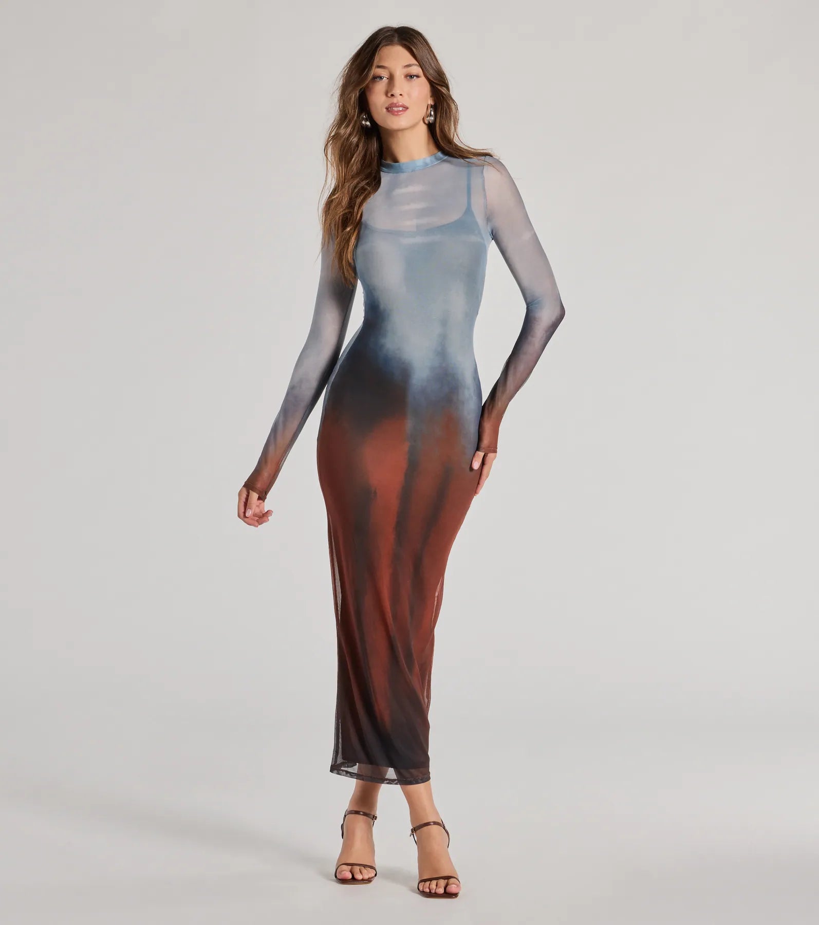 Ultimate Sultry Silhouette Abstract Mesh Midi Dress