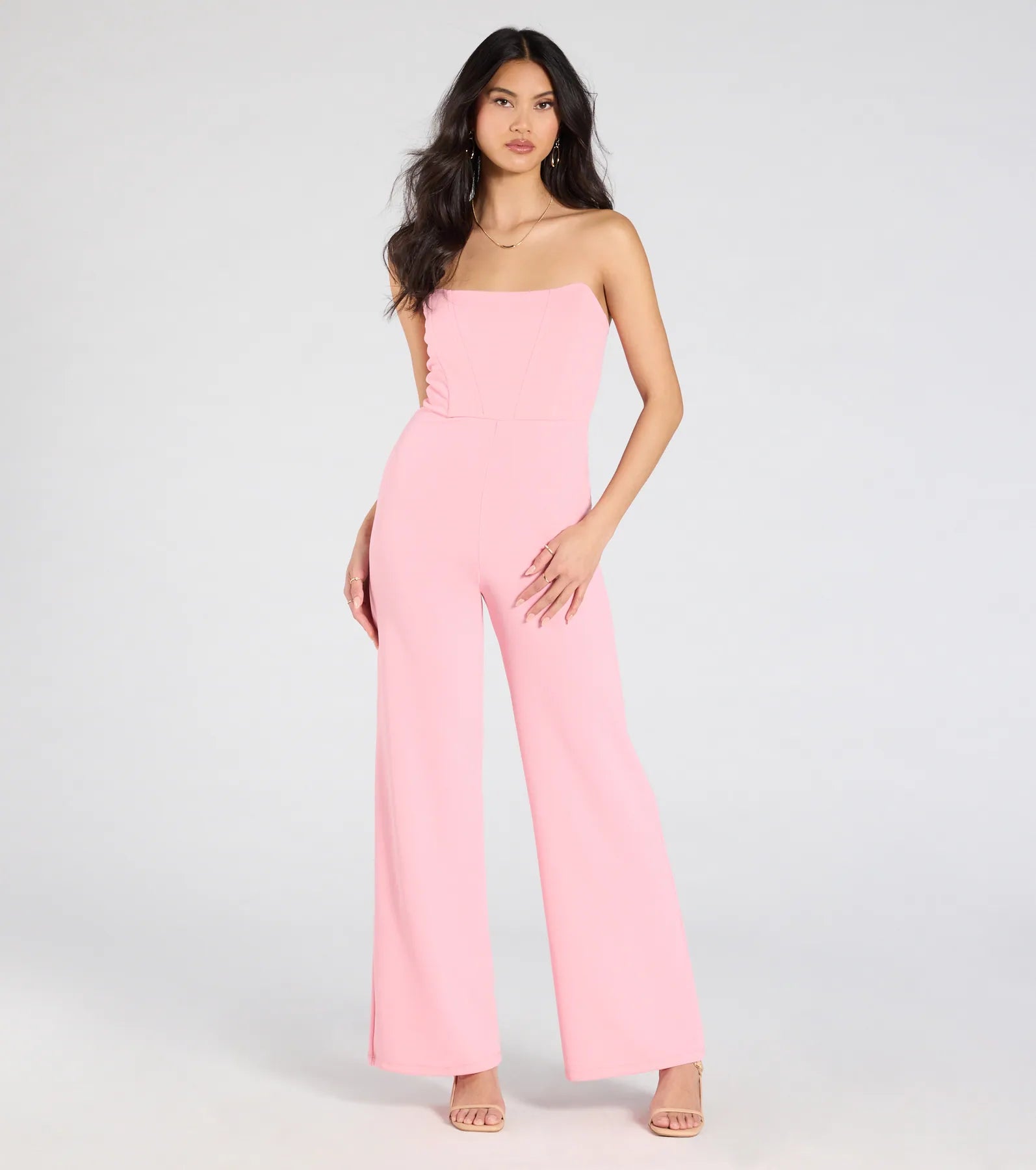 Ultimate Sultry Strapless Corset Wide-Leg Jumpsuit