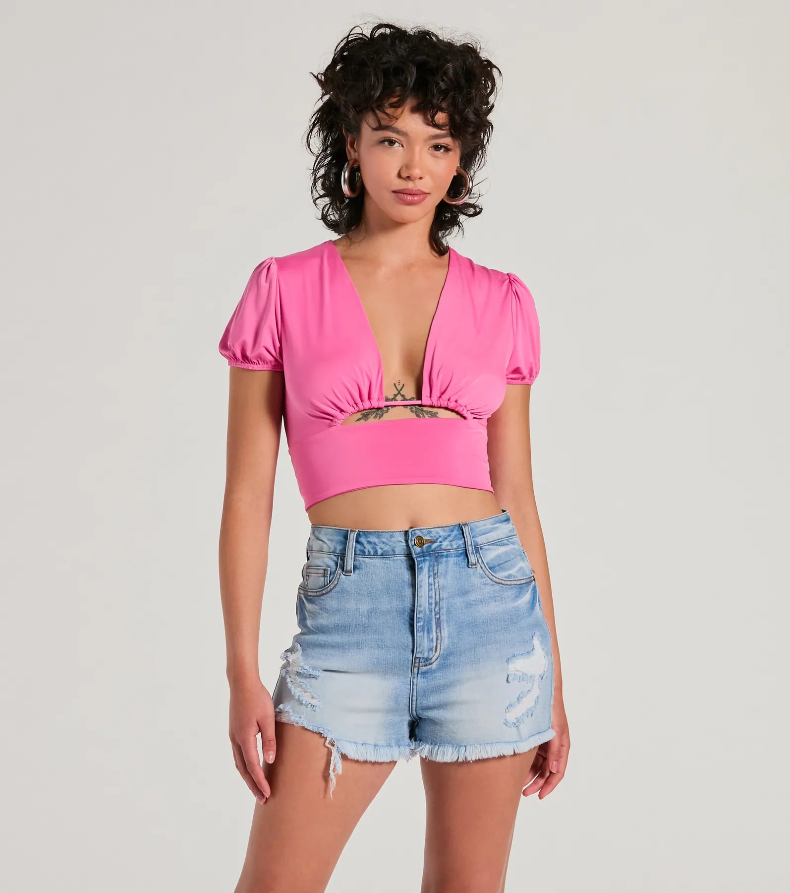 Ultimate Chic Puff Sleeve Cutout Crop Top