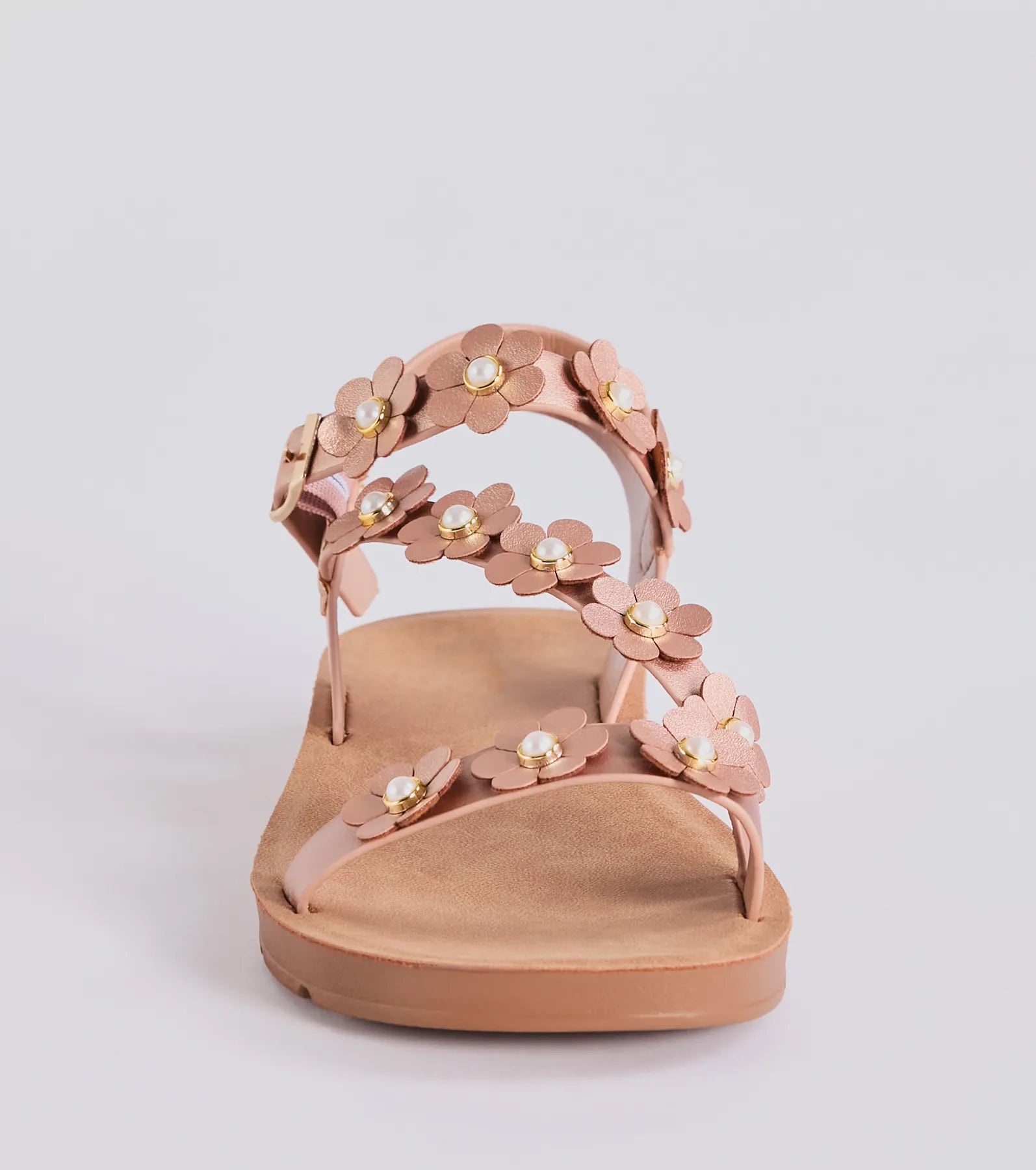 Floral Charm Strappy Faux Leather Sandals - Ultimate Summer Style