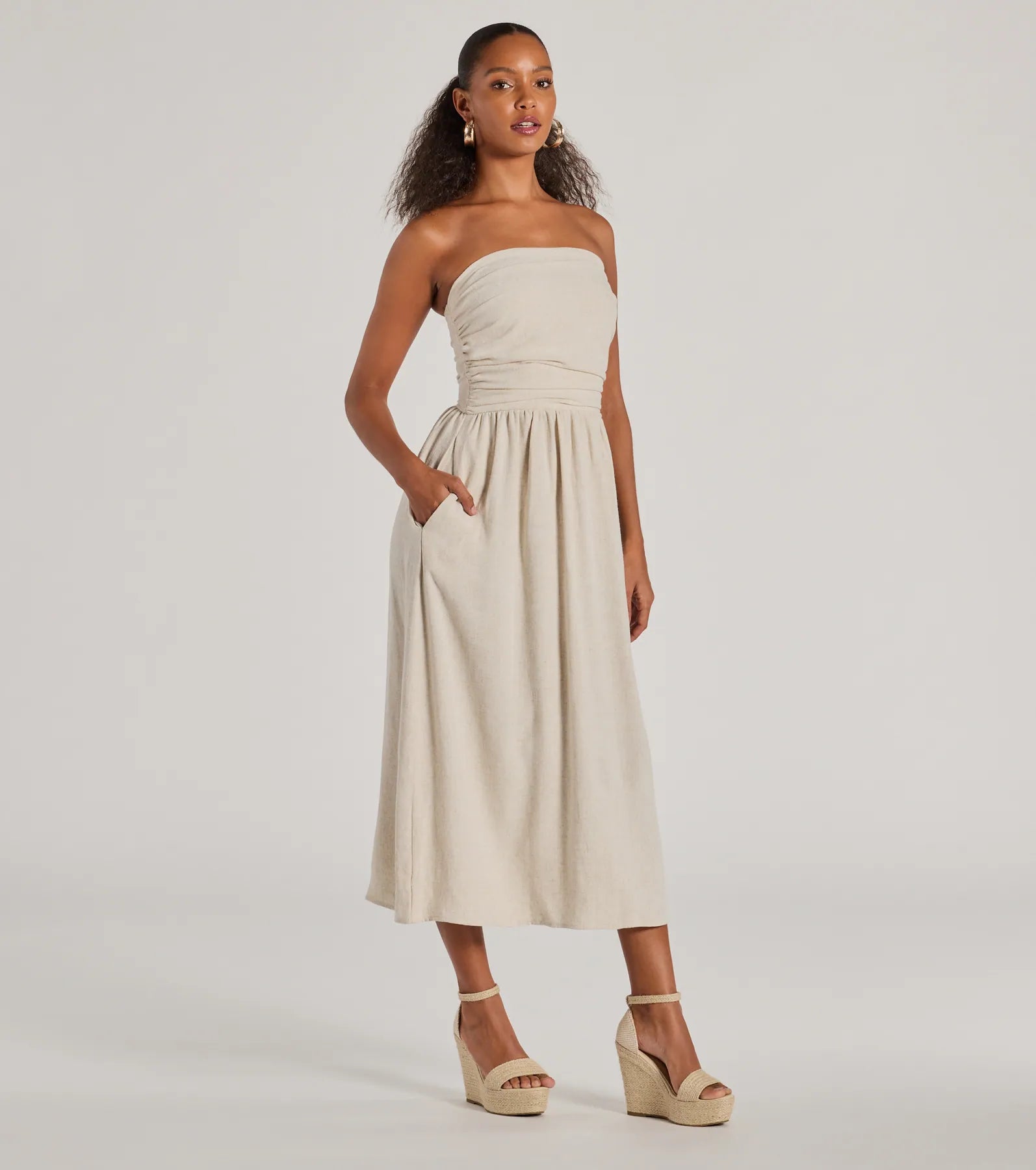 Premium Strapless Linen-Blend Dress – Ultimate Summer Staple