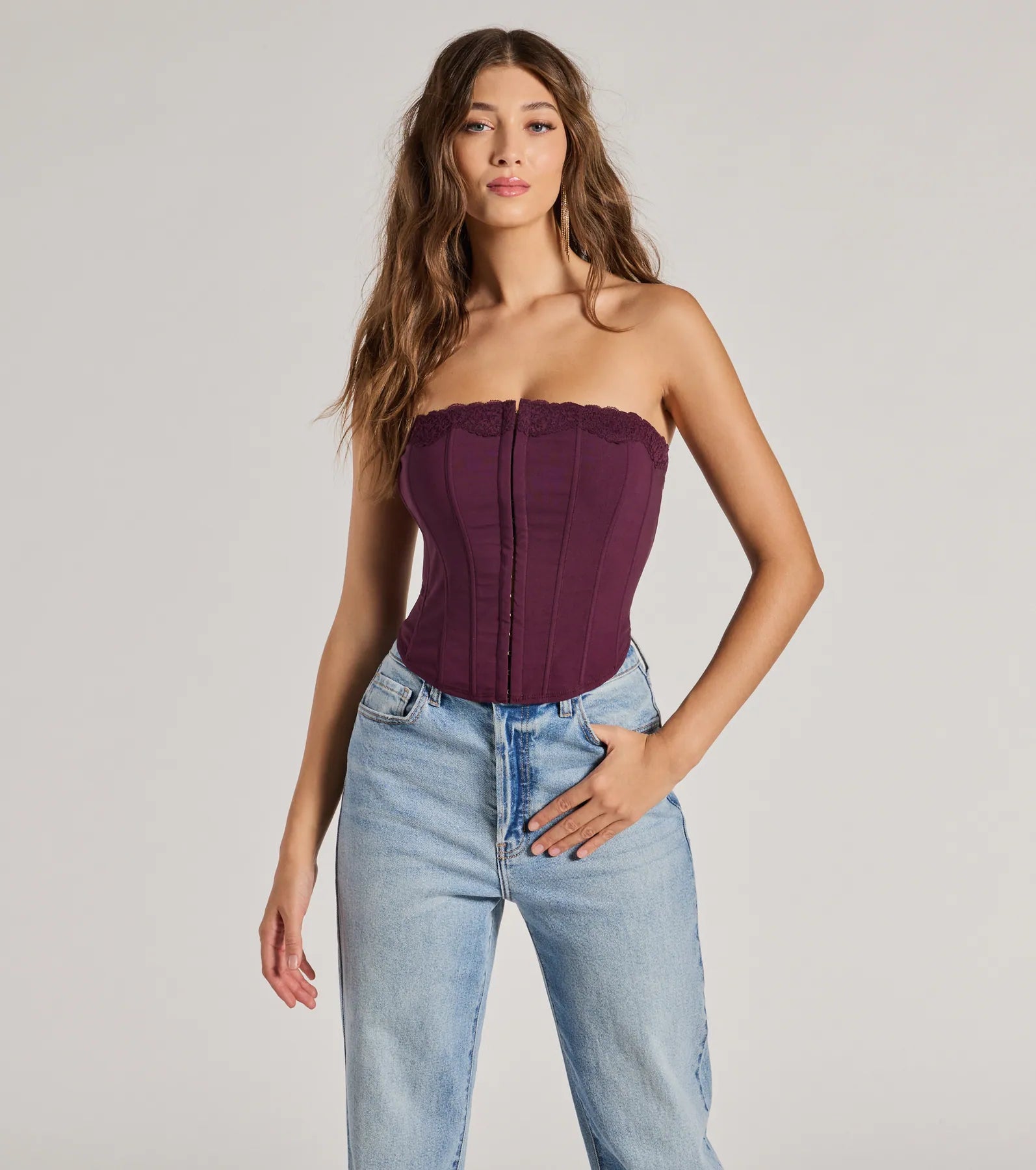 Ultimate Chic Strapless Corset Top with Lace Trim