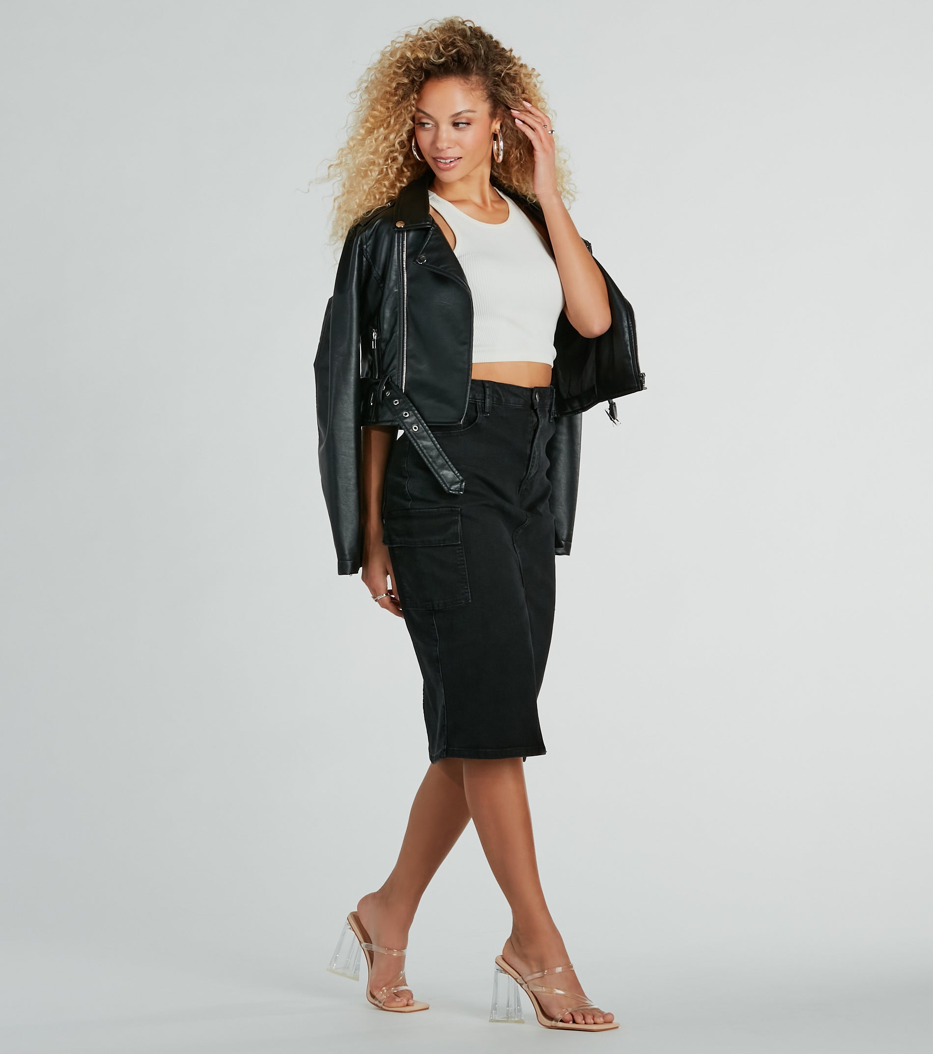 Ultimate Modern Edge High-Rise Cargo Denim Skirt