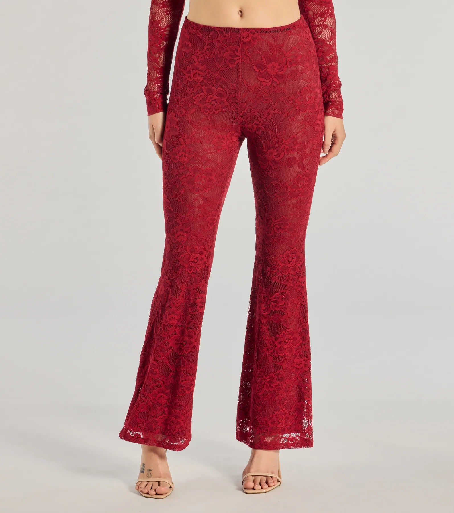 Premium Floral Lace Flared Pants - Ultimate Elegance