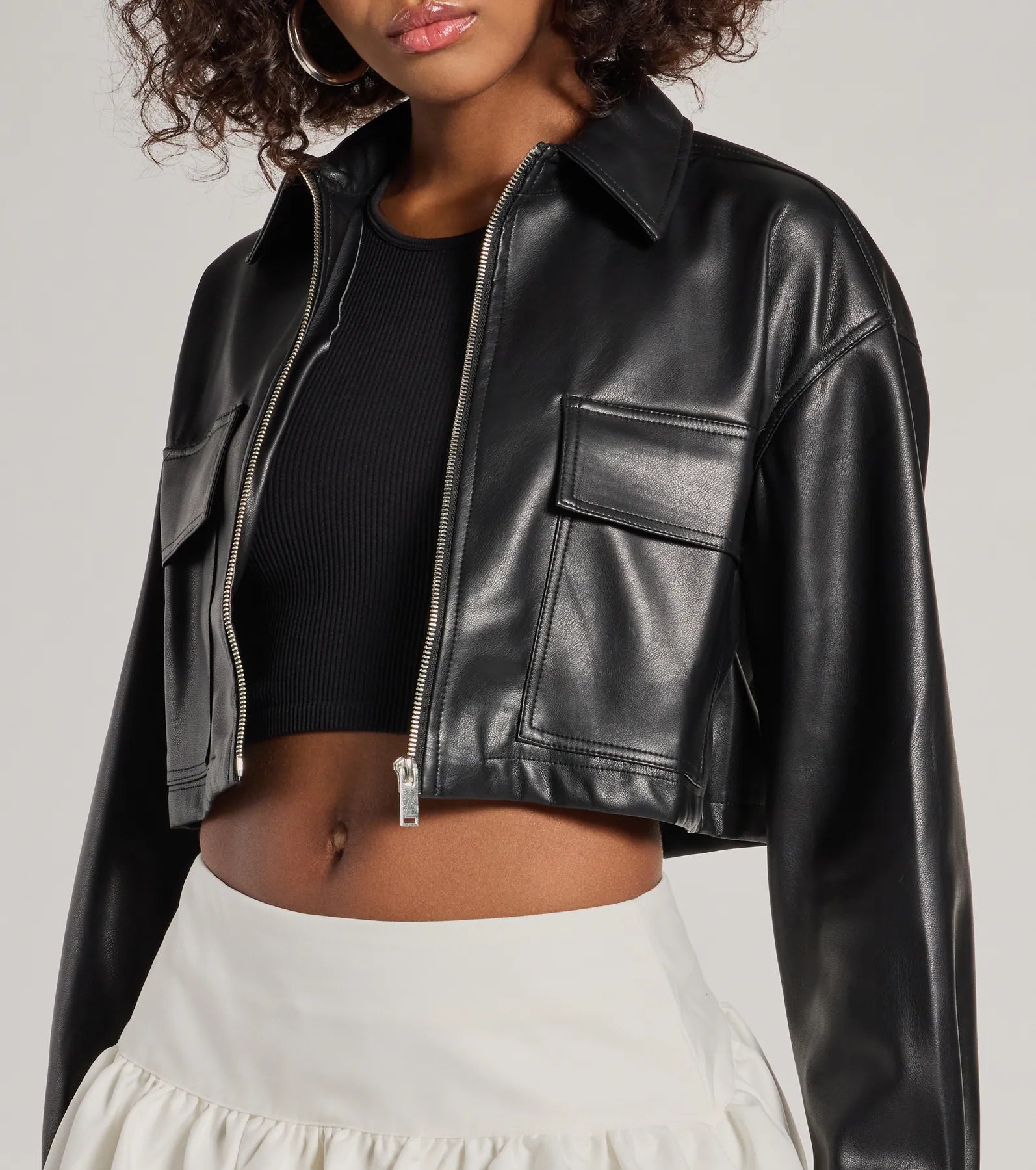 Premium Cropped Faux Leather Shacket - Ultimate Fall Essential