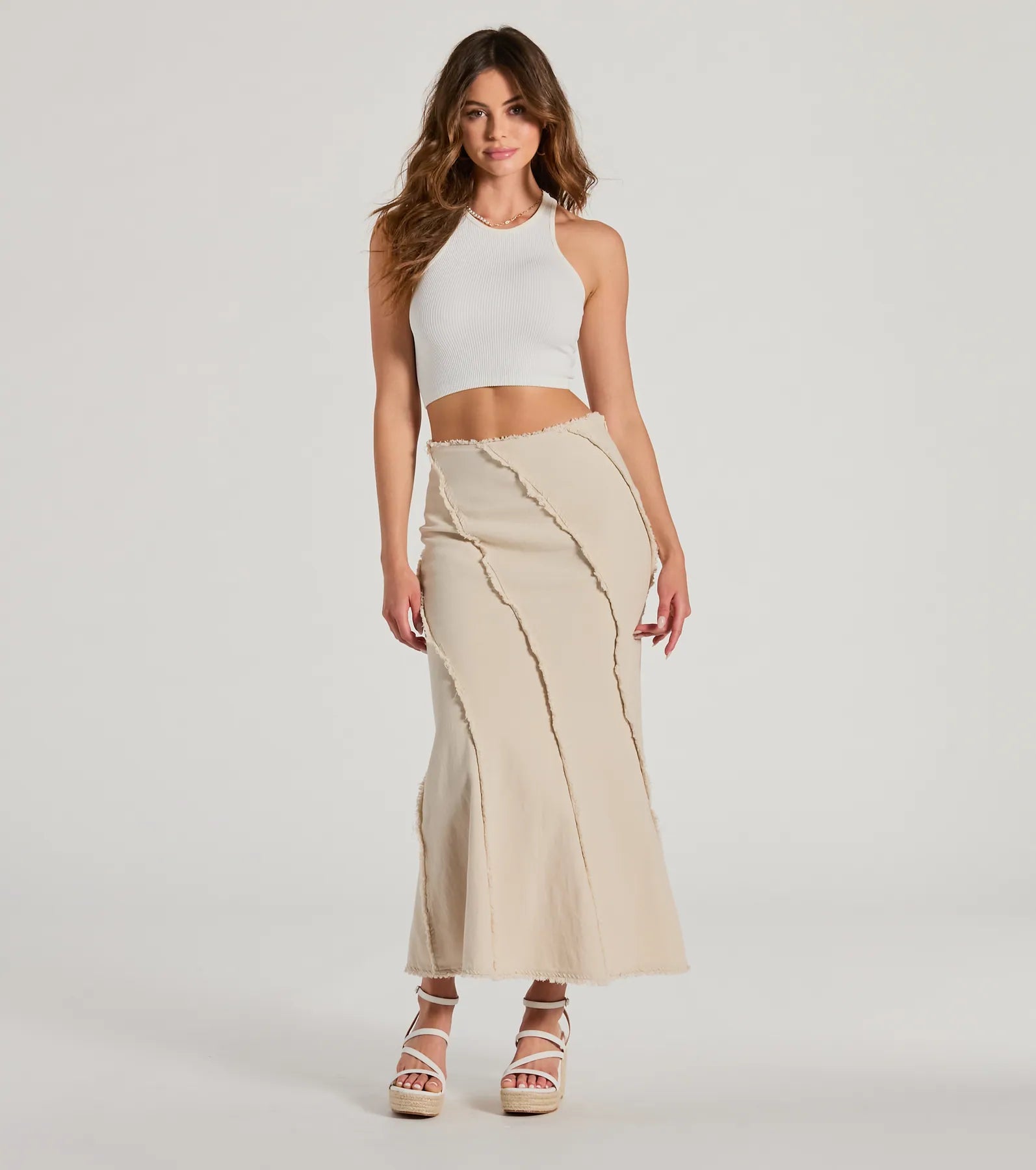 Premium High-Rise Frayed A-Line Maxi Skirt - Ultimate Summer Style