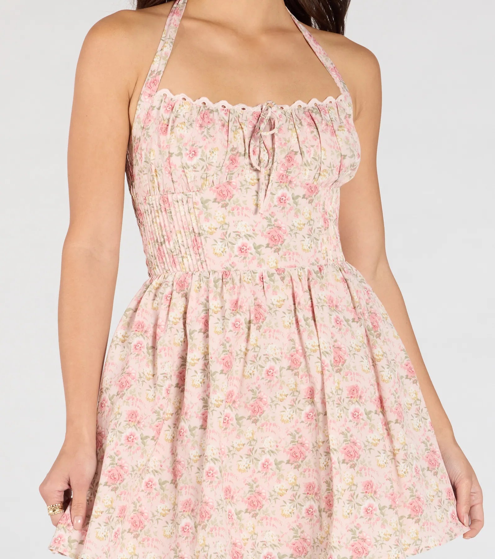 Ultimate Twirling Beauty Halter Floral Skater Dress