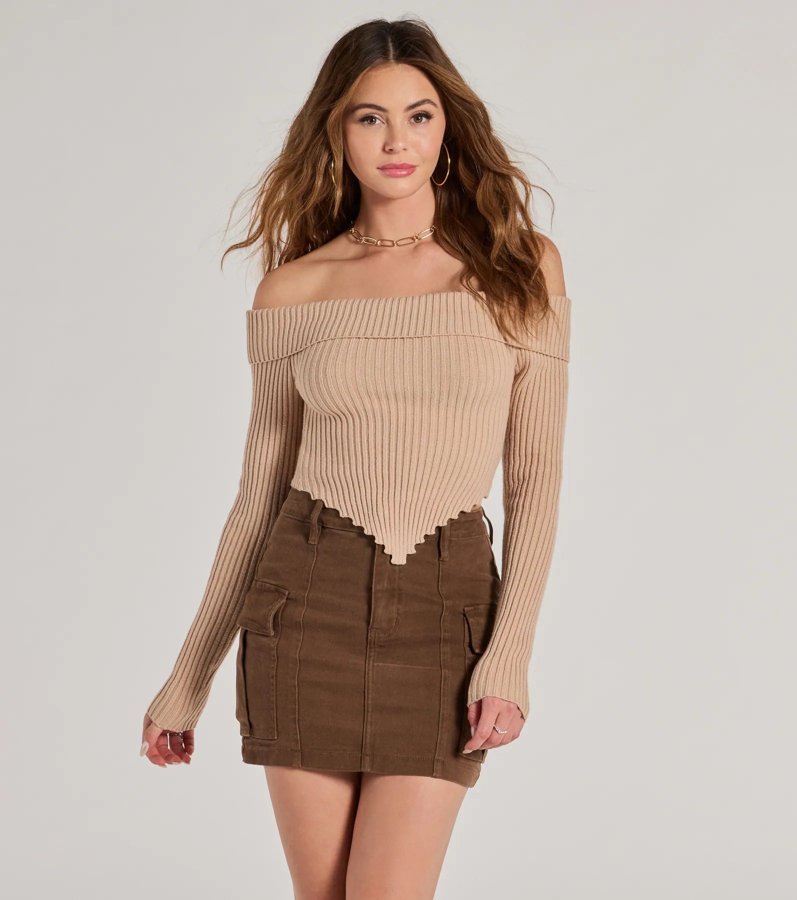 Ultimate Ribbed Knit Off-The-Shoulder Top | Trendy Textures