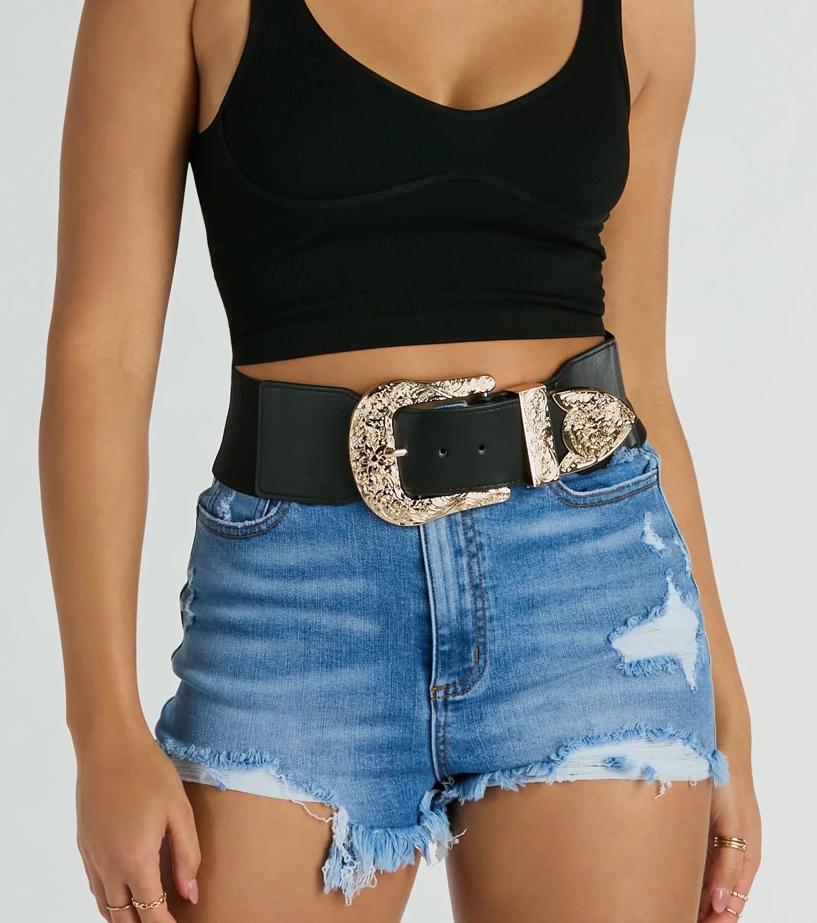 Premium Western Stretch Belt with Buckle Closure