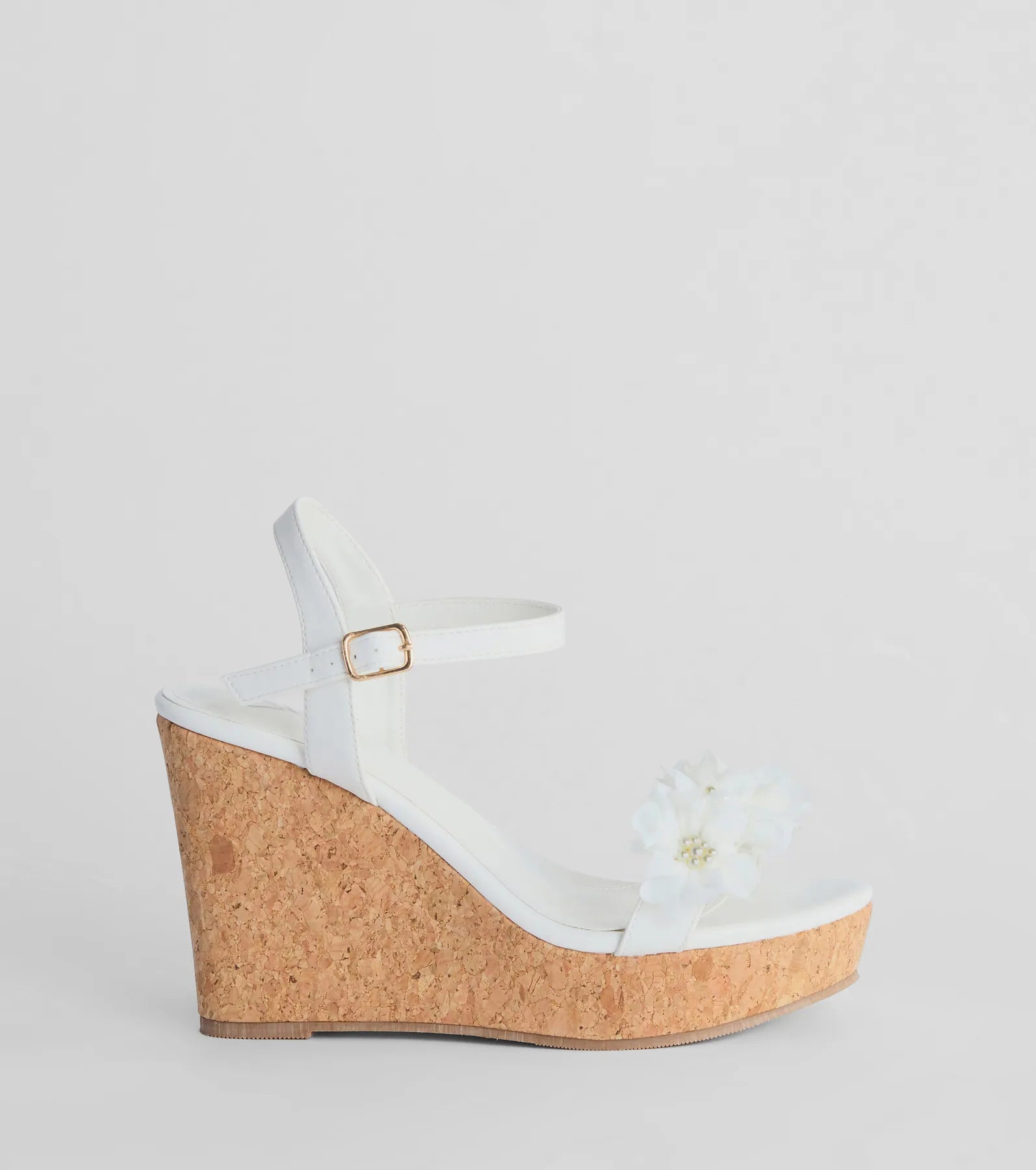 Elegant Pearl Flower Cork Wedges for Brides