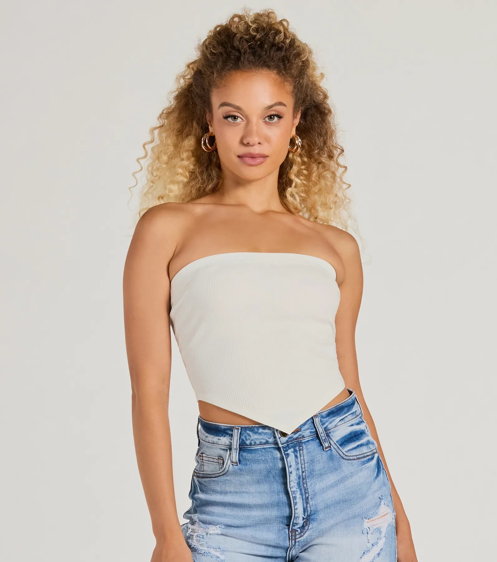 Ultimate Flirty Focus Strapless Rib Knit Crop Top