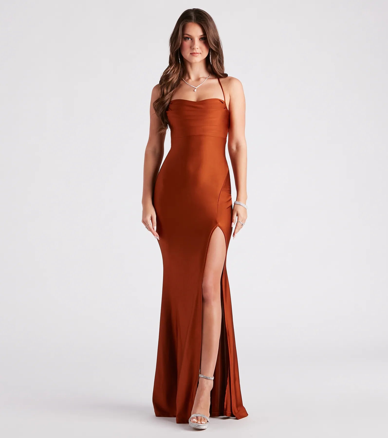 Premium Delia Elegant Cowl Neck Mermaid Gown