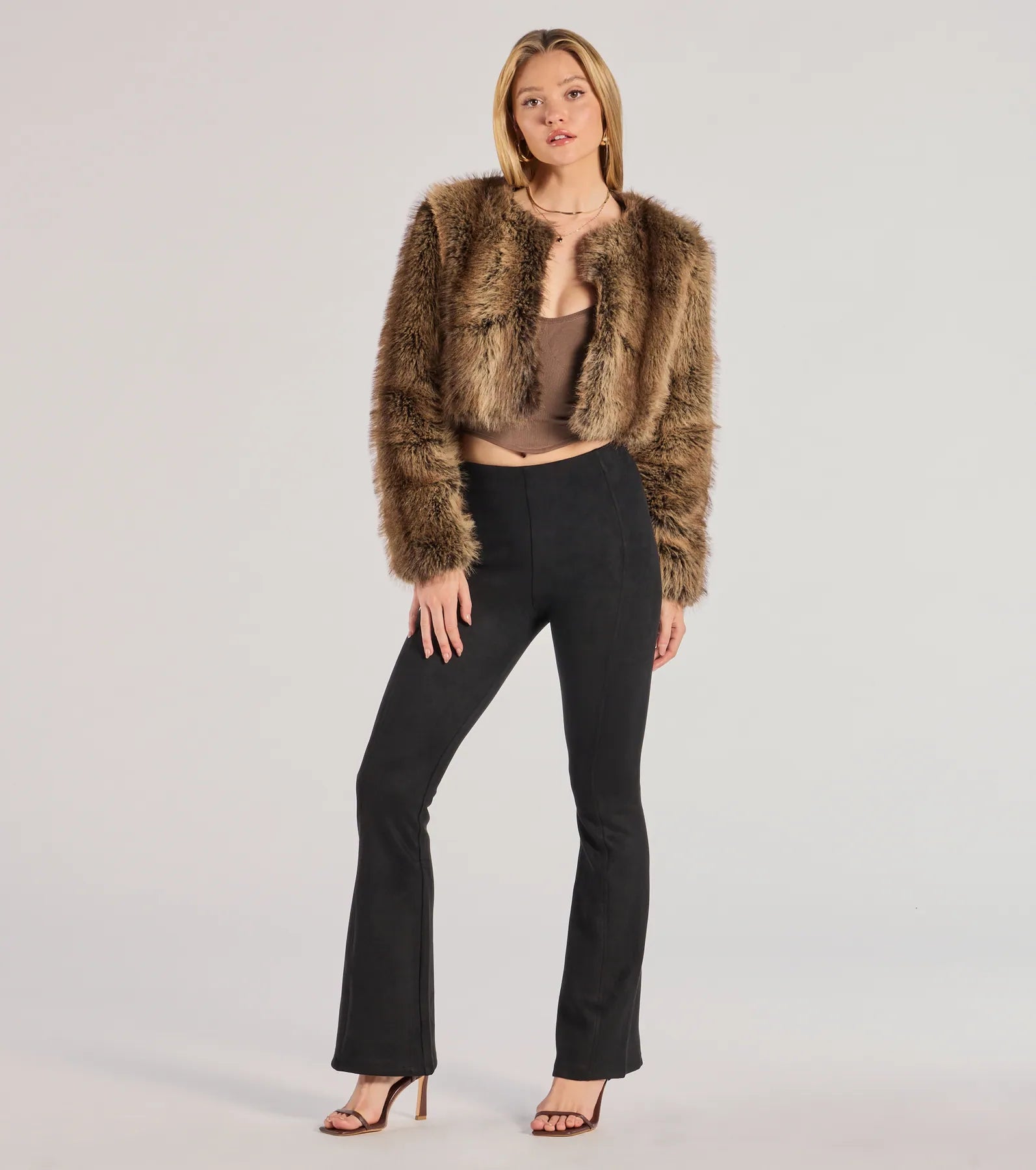 Premium Faux Suede Flared High-Waist Pants - Ultimate Style Upgrade