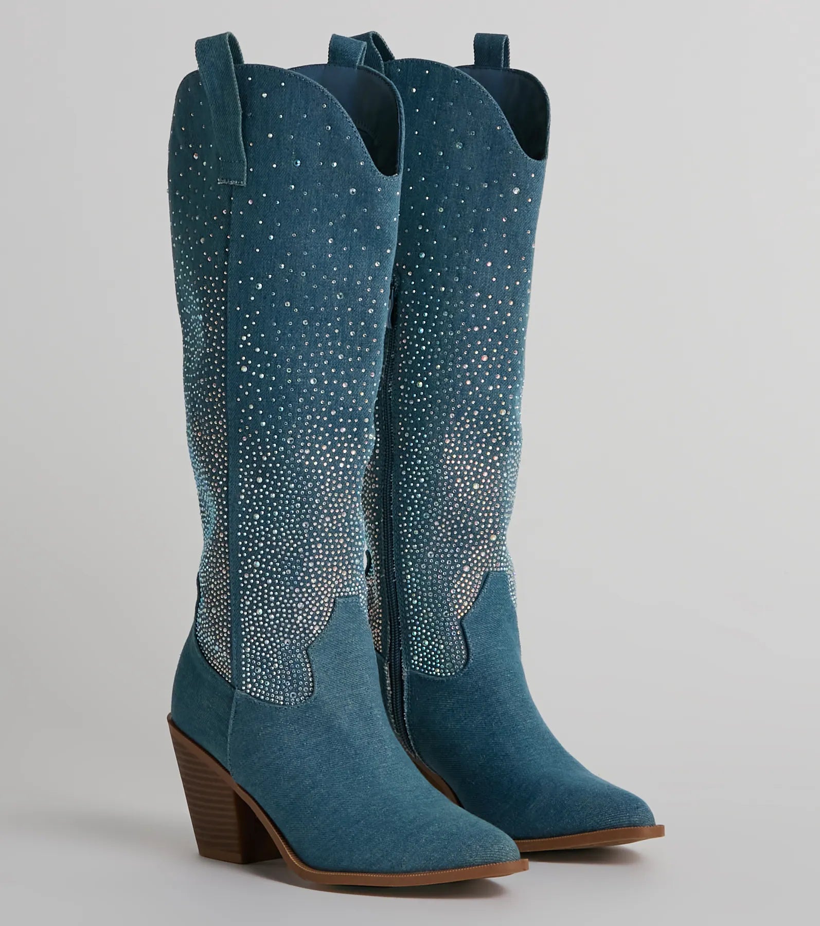 Ultimate Glam Rhinestone Denim Cowboy Boots - Premium Style for Every Occasion