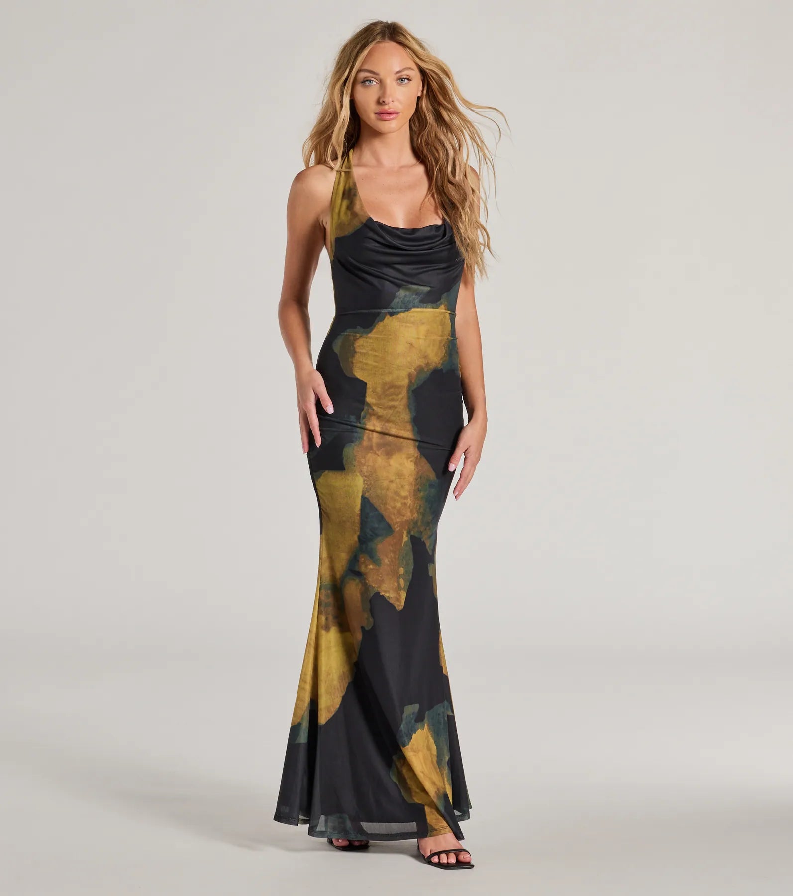 Ultimate Elegance Abstract Marble Maxi Dress