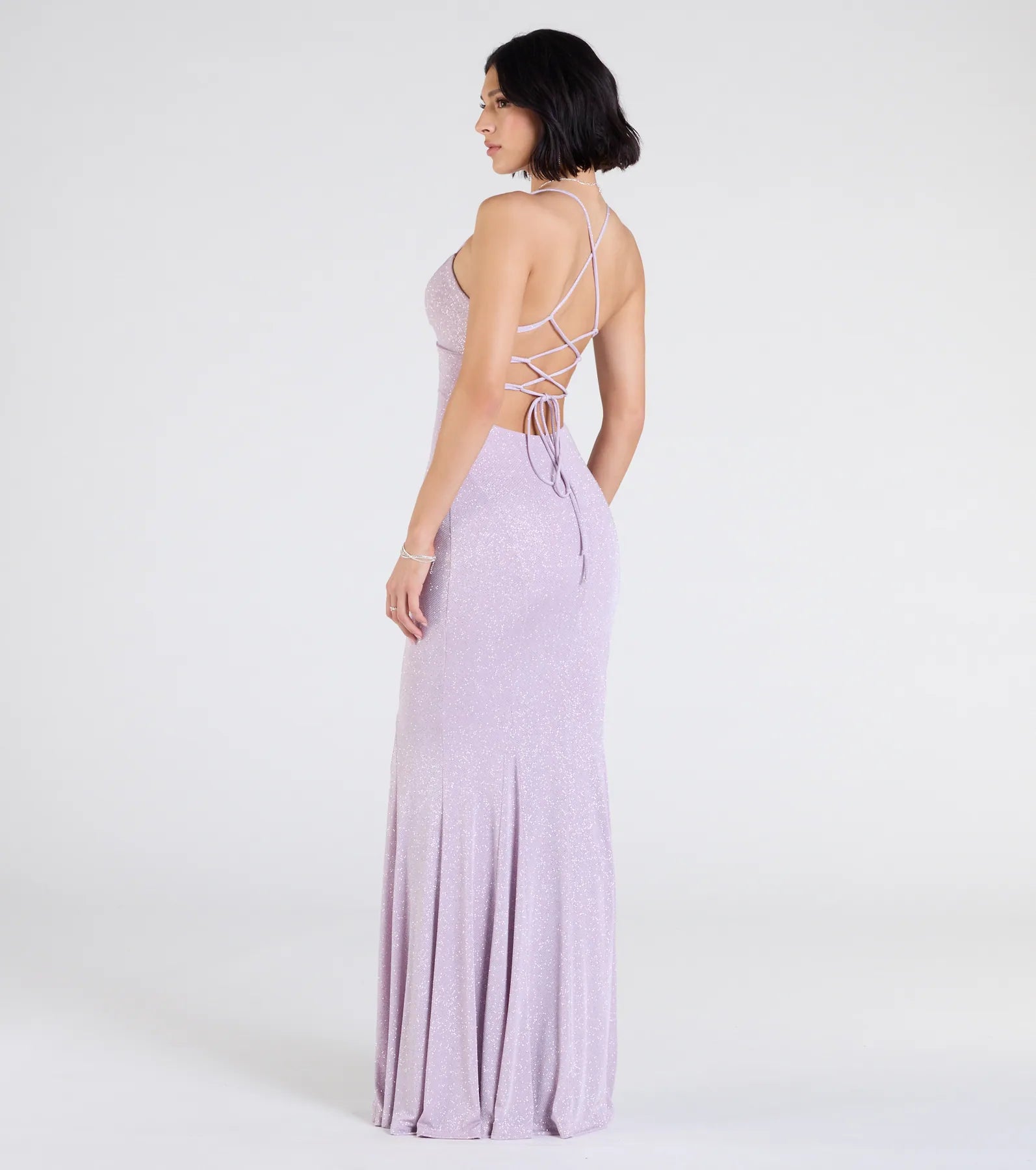 Premium Glitter Mermaid Dress - Ultimate Lace-Up Elegance