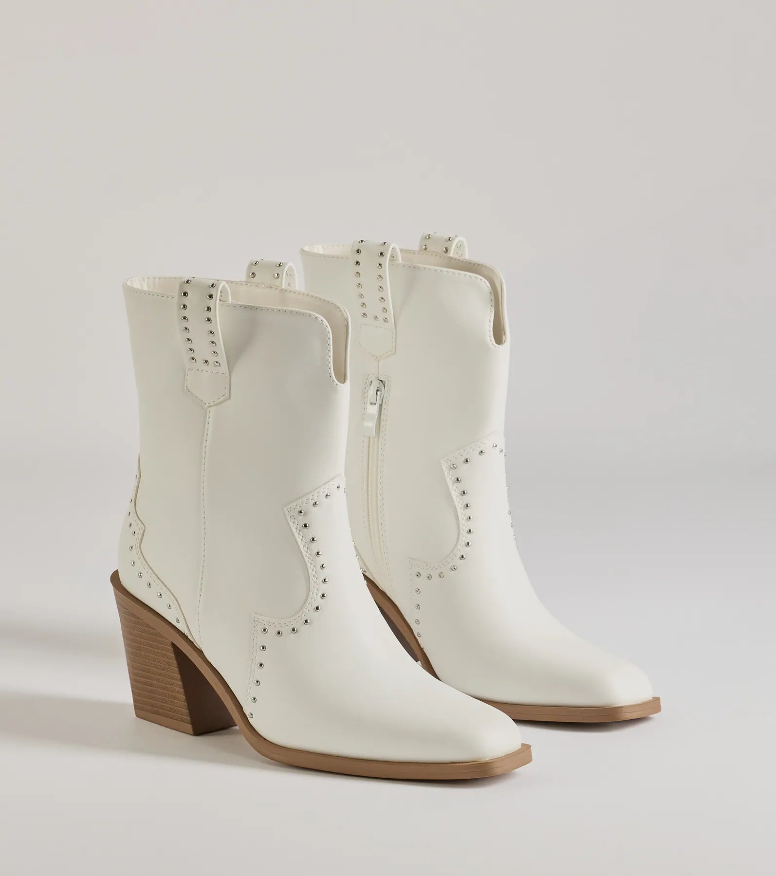 Premium Western-Inspired Studded Faux Leather Booties