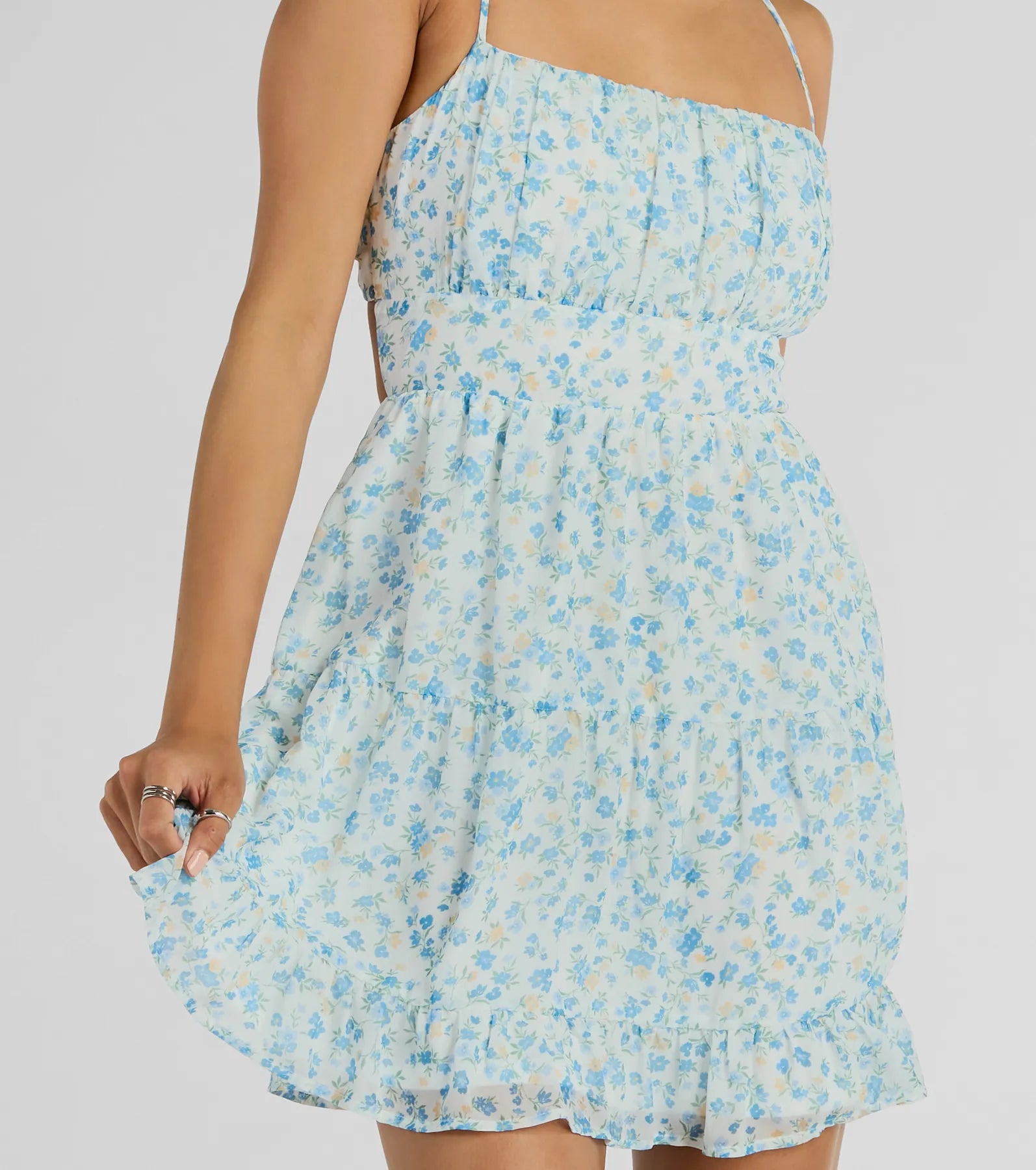 Ultimate Floral Chiffon Skater Dress - Strappy Back Design