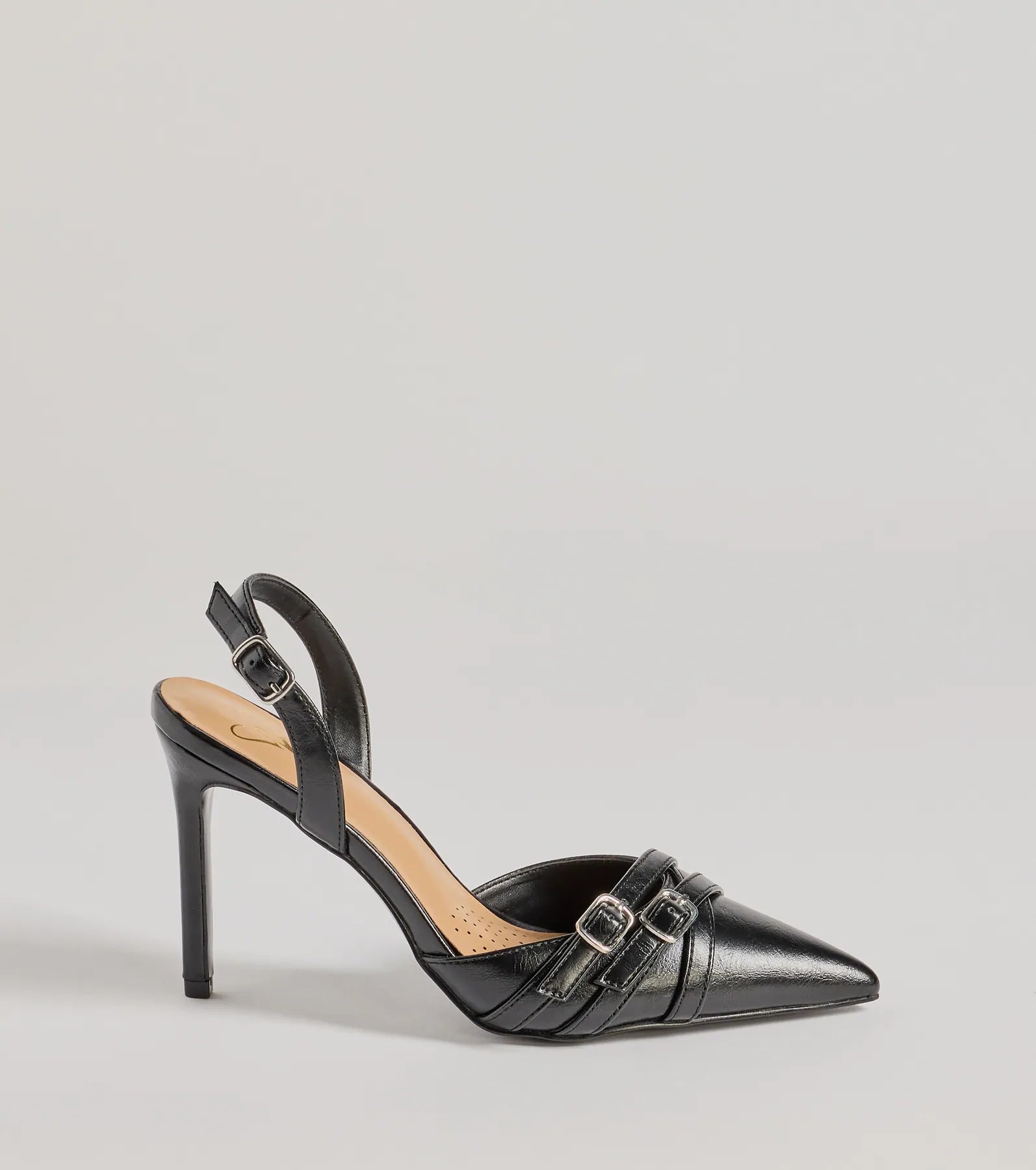 Ultimate Sleek Buckle Strap Sling-Back Stiletto Pumps