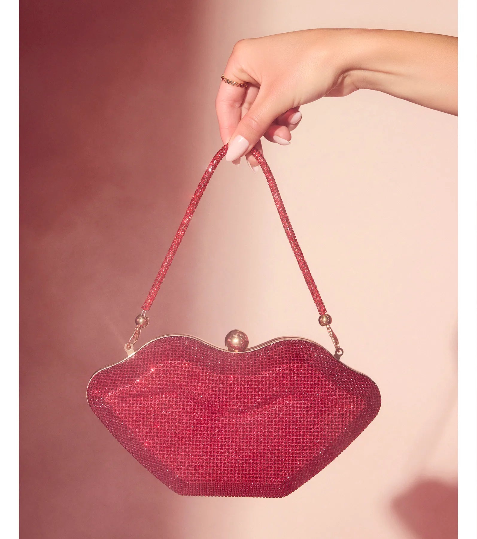 Ultimate Sparkle Kiss Me Rhinestone Lip Clutch Bag