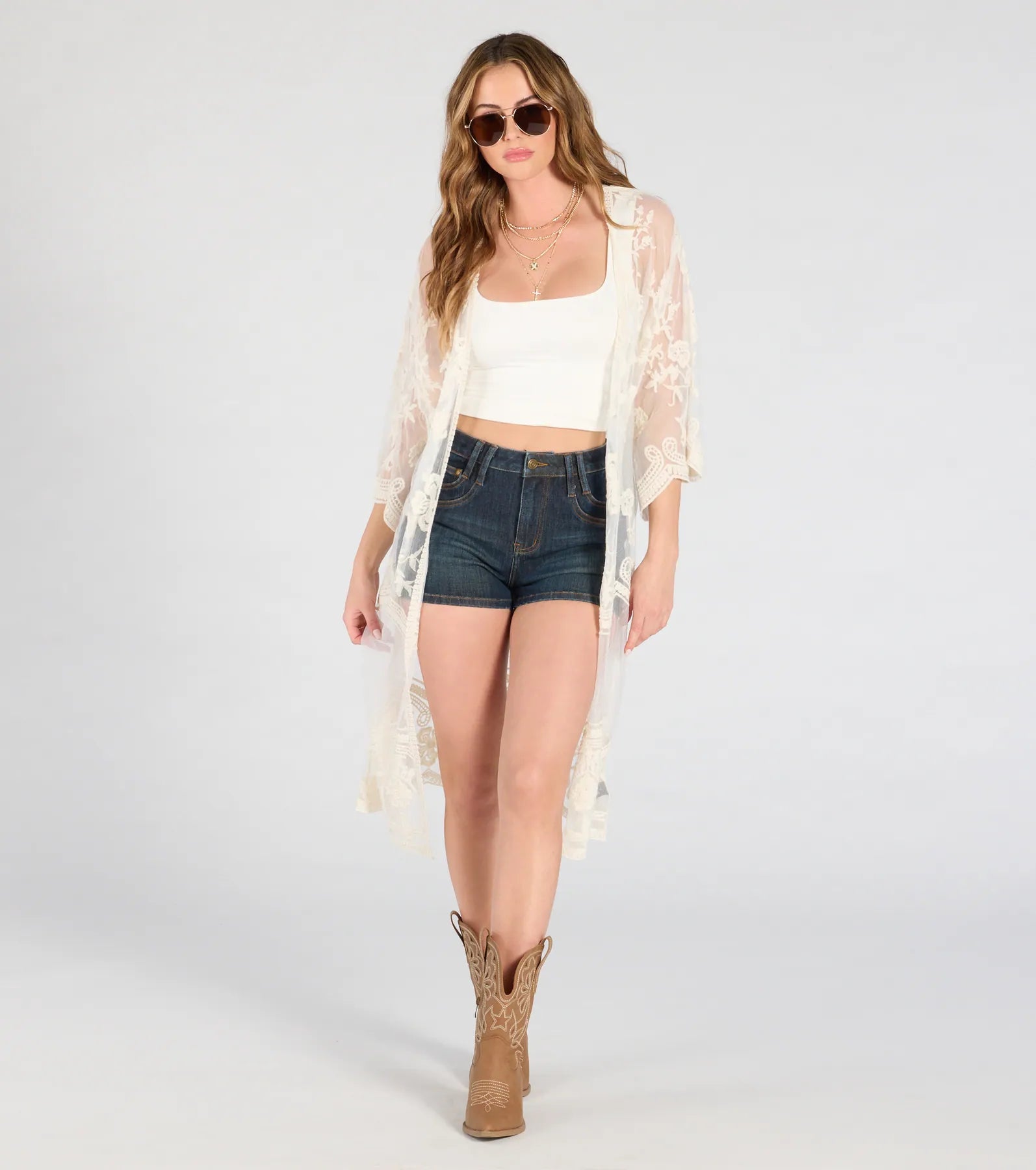 Premium Desert Dreamer Crochet Lace Kimono