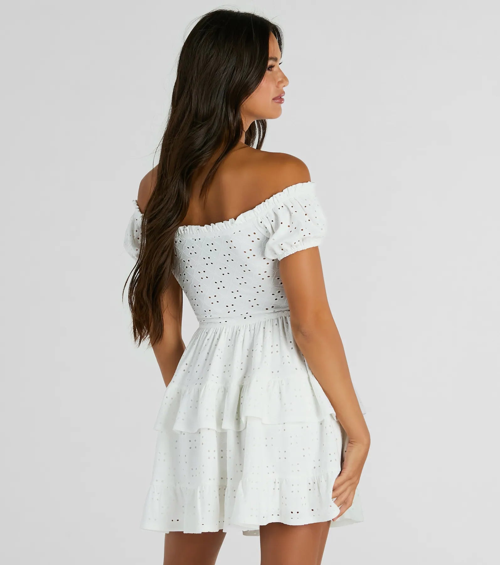 Ultimate Catch A Cutie: Premium Eyelet Skater Dress with Cutout Details