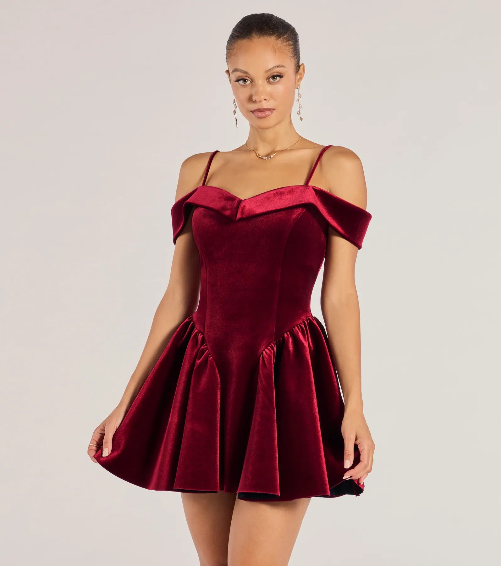 Premium Andie Velvet Drop Waist Skater Dress - Ultimate Elegance