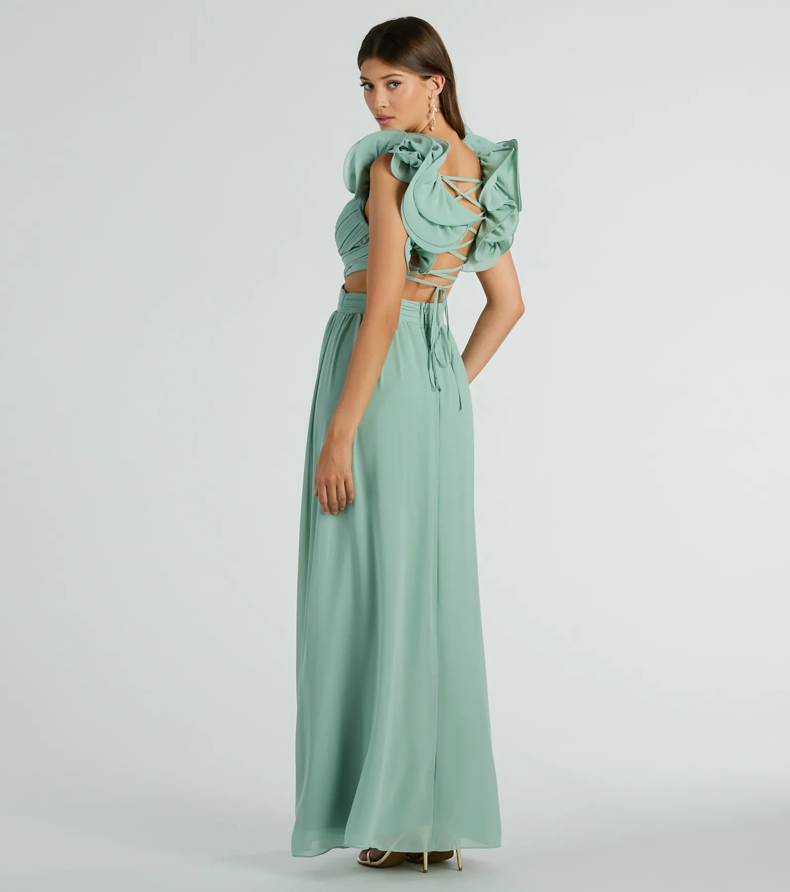 Ultimate Anne Marie Lace-Up Chiffon Formal Dress – Elegant A-Line Bridesmaid Gown