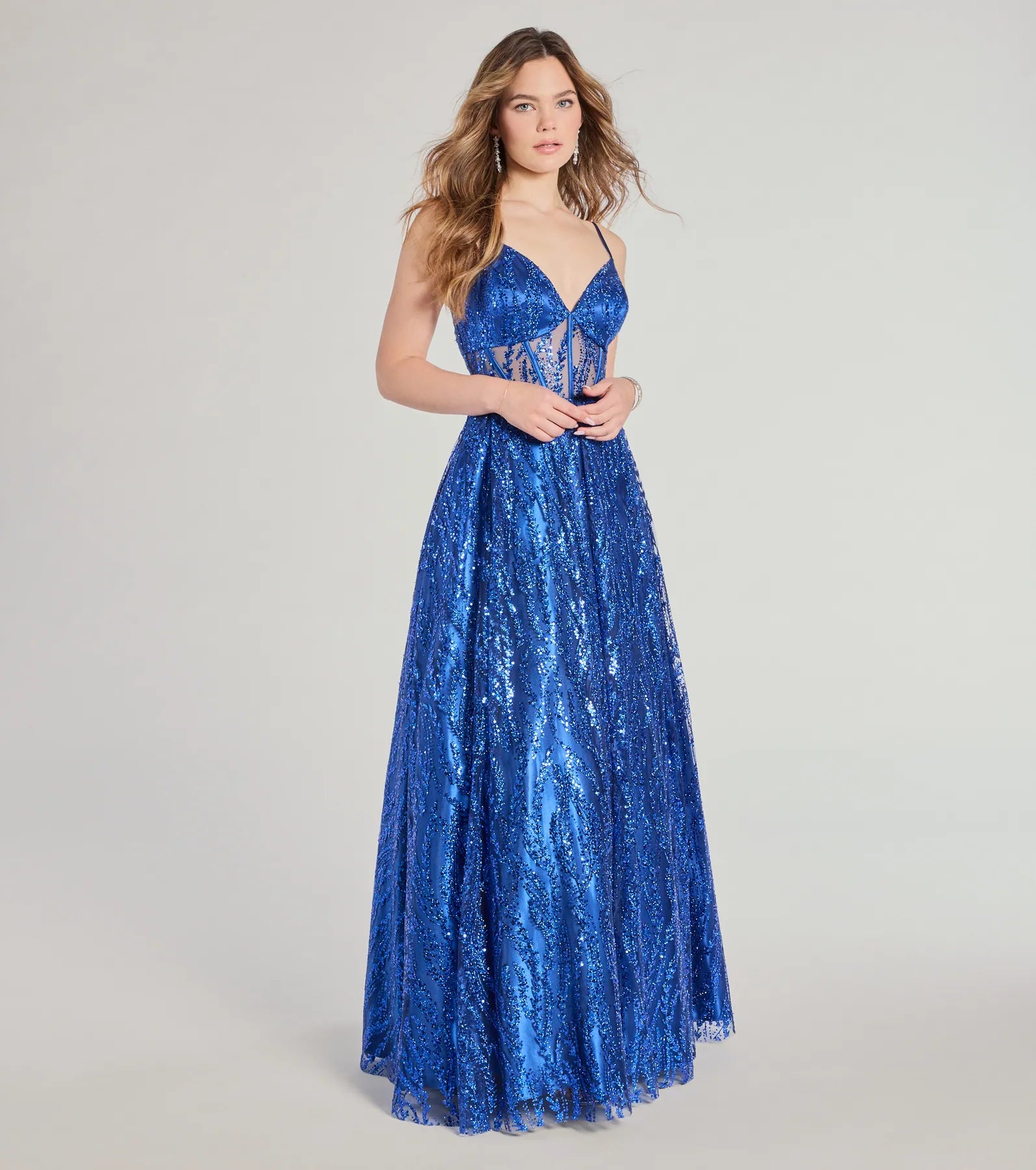Ultimate Glam Janet Bustier Lace-Up Glitter Ball Gown