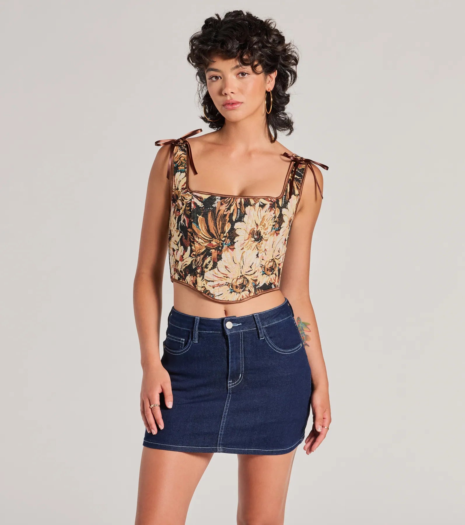 Premium Floral Corset Top with Satin Bows - Ultimate Style Upgrade