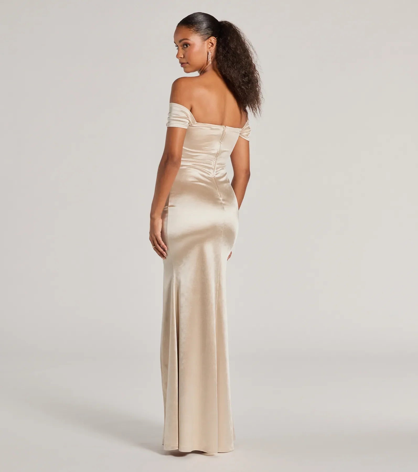 Ultimate Laura Off-The-Shoulder Mermaid Satin Formal Dress