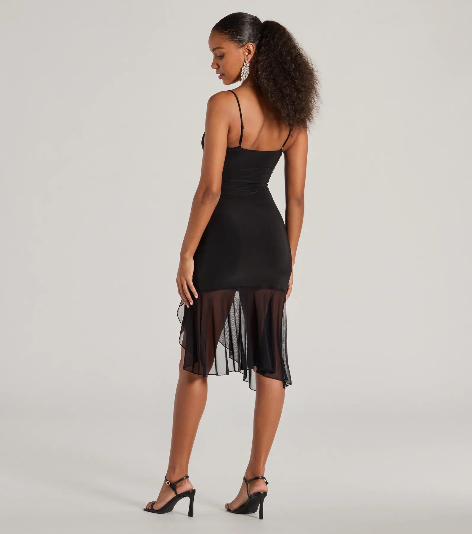 Ultimate Sleeveless Mesh Ruffle Midi Dress for Dancing & Drinks