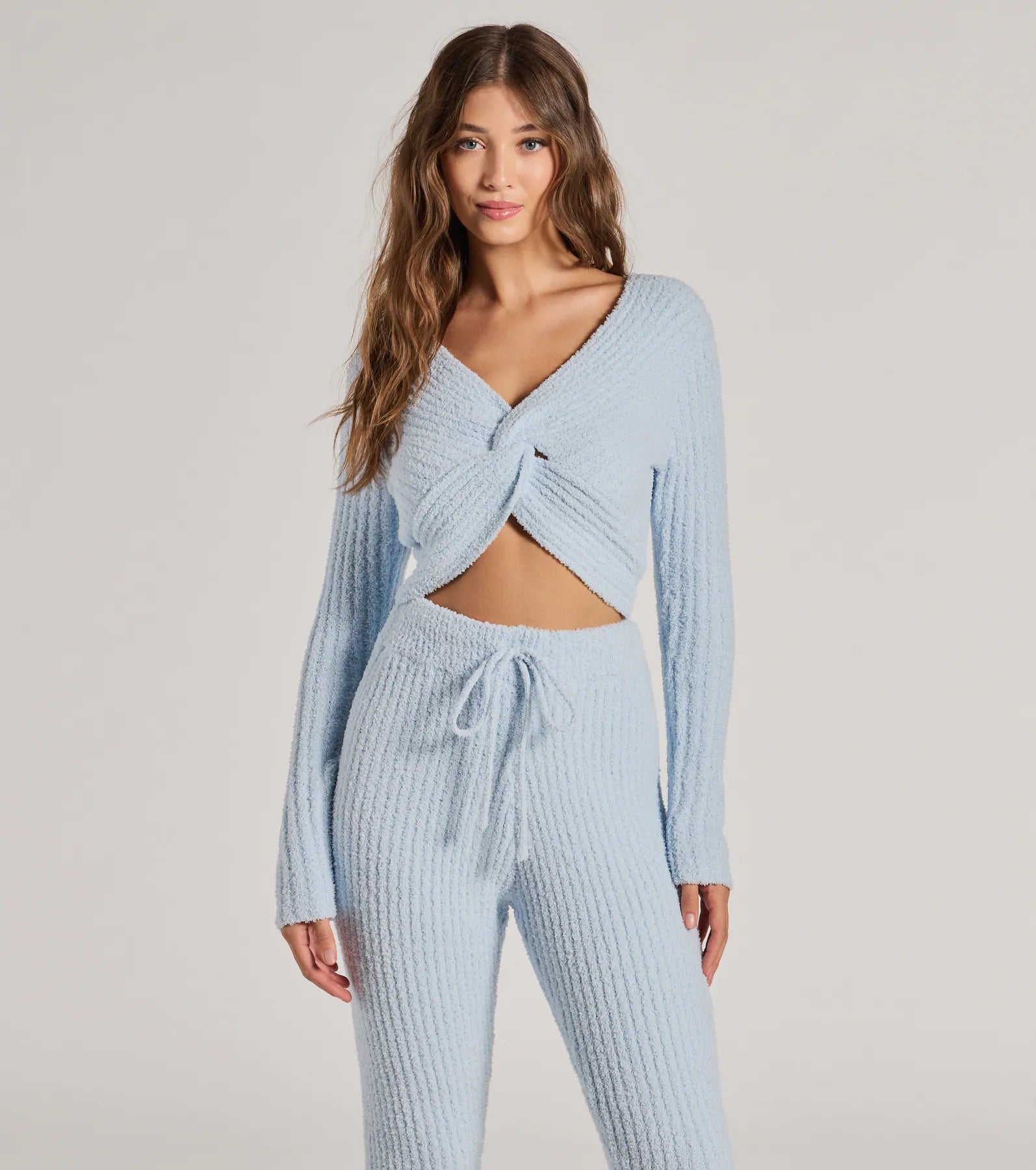 Ultimate Cozy Chenille Knit Twist-Front Crop Top