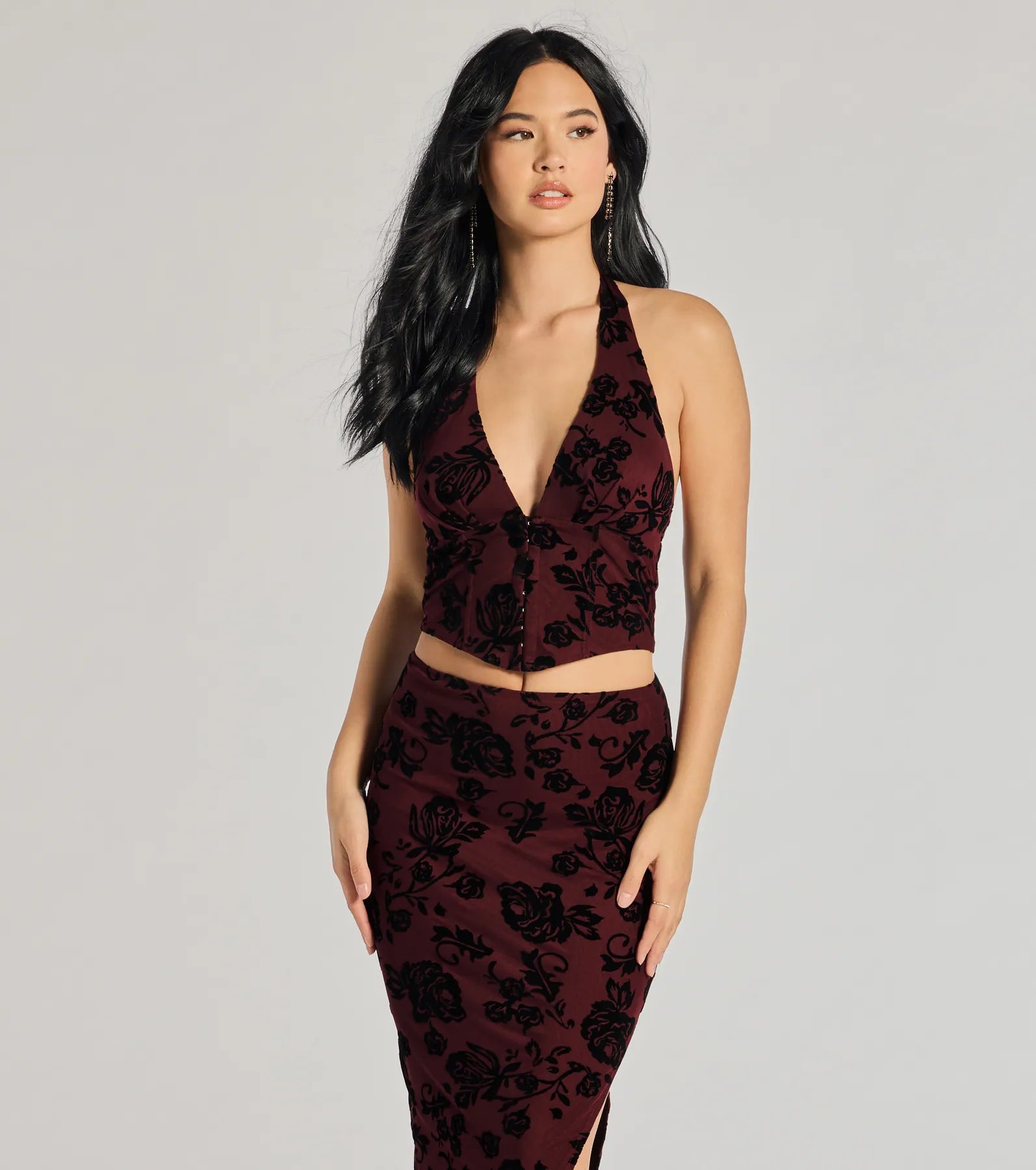 Premium Luxe Velvet Floral Halter Top - Ultimate Style Upgrade