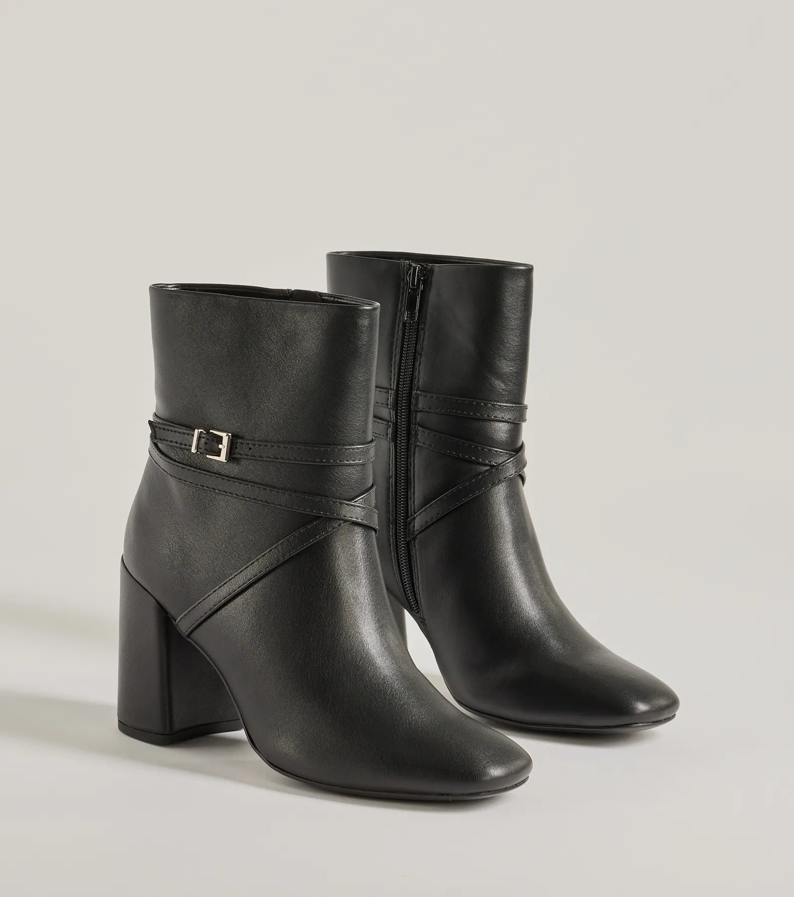 Ultimate Chic Strappy Faux Leather Booties