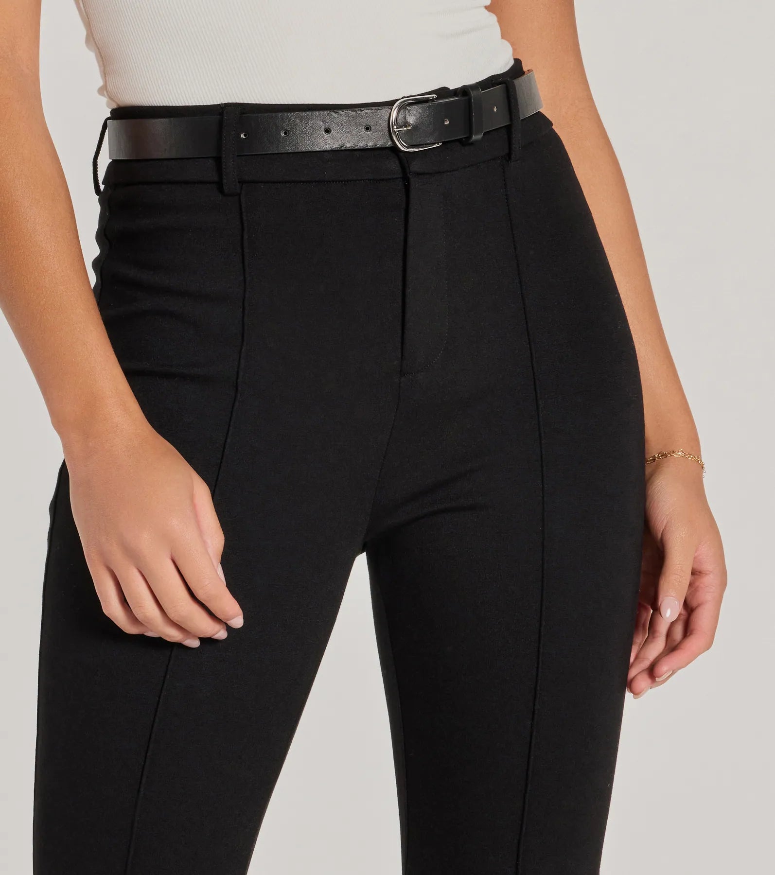 Ultimate Modern Muse Ponte Knit Belted Tapered Pants