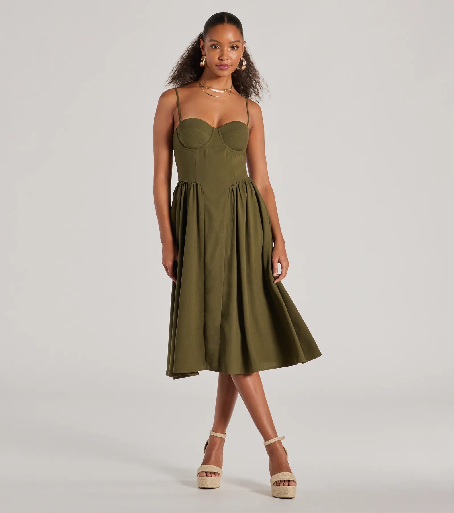 Ultimate Blissful Afternoons Corset A-Line Midi Dress