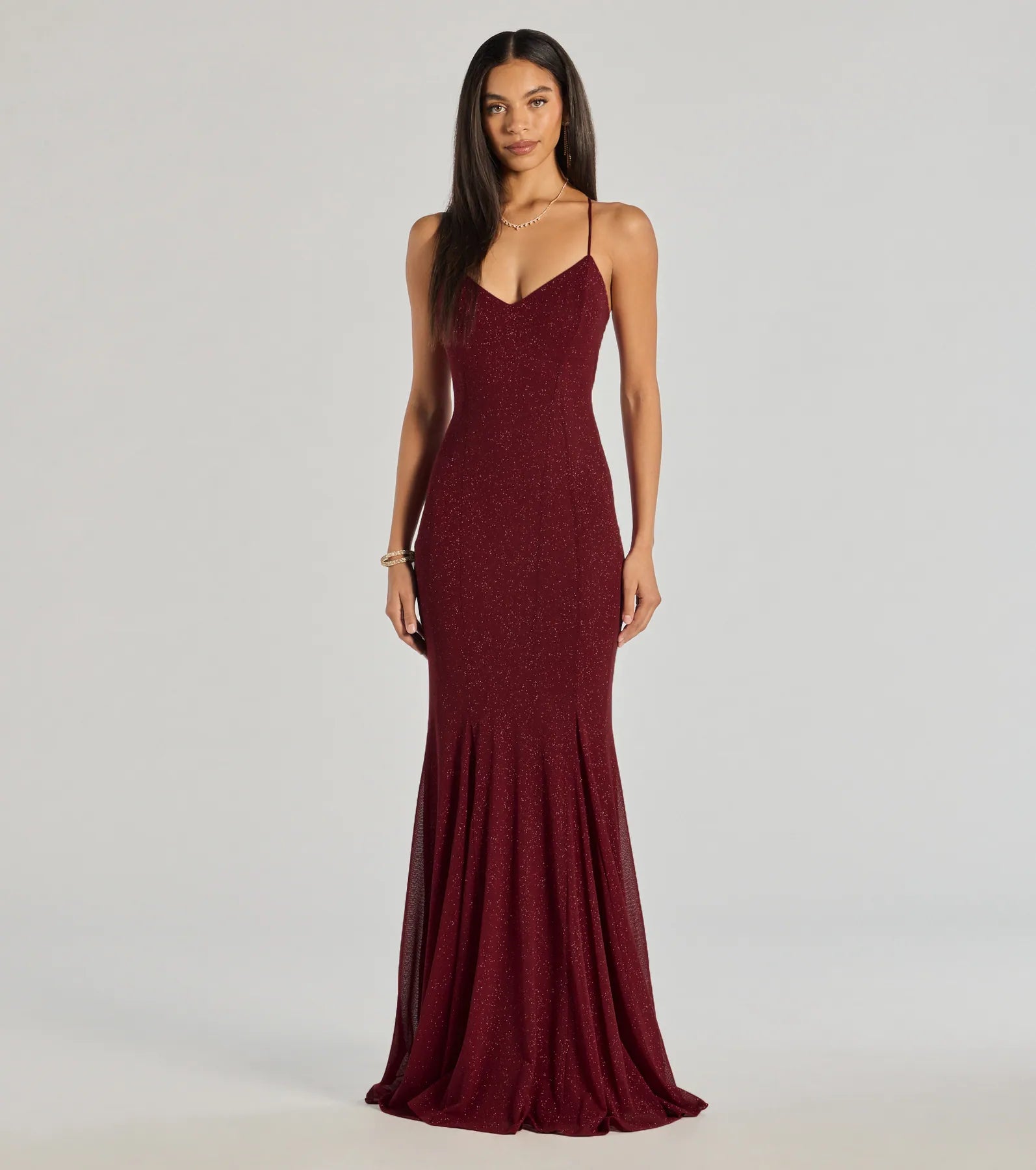 Ultimate Glamour: Sam Strappy Open Back Glitter Mermaid Dress