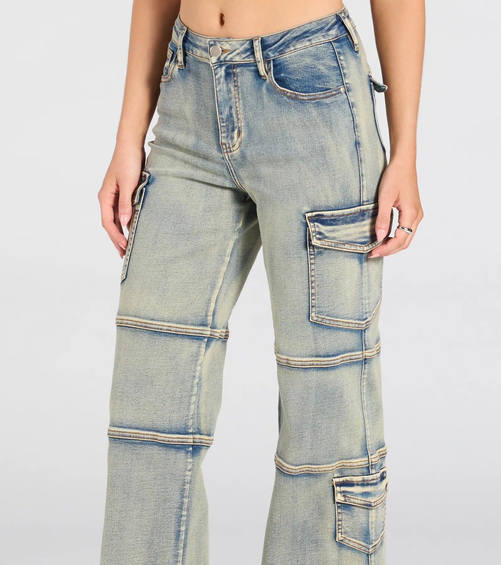 Ultimate Cargo High-Rise Denim Jeans - Chic & Functional