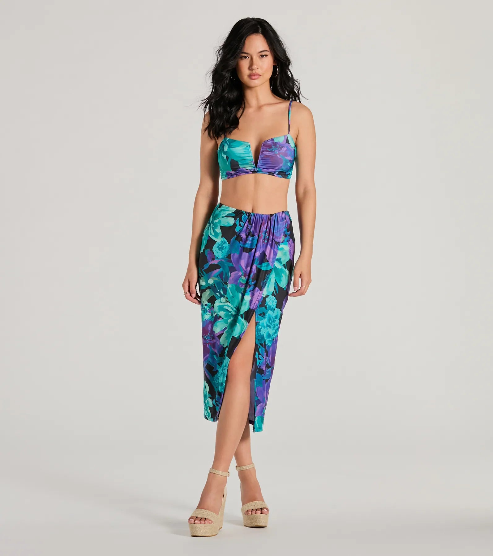 Ultimate Tropical Vacation Crop Top with Tie-Back Design