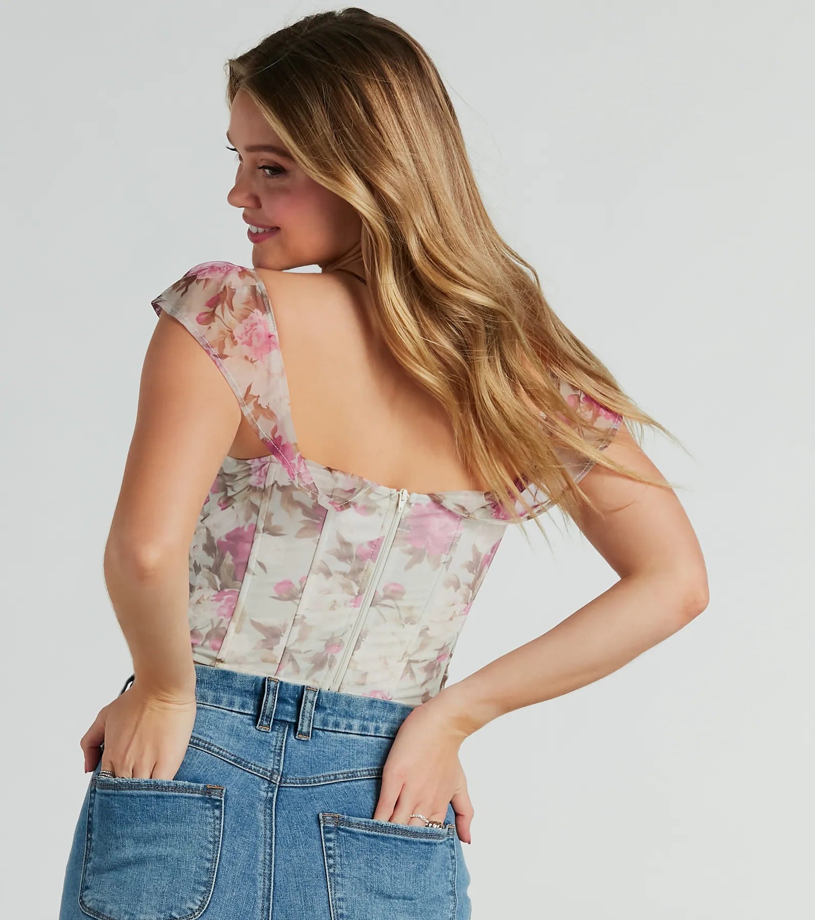 Ultimate Romantic Floral Lace-Up Corset Top