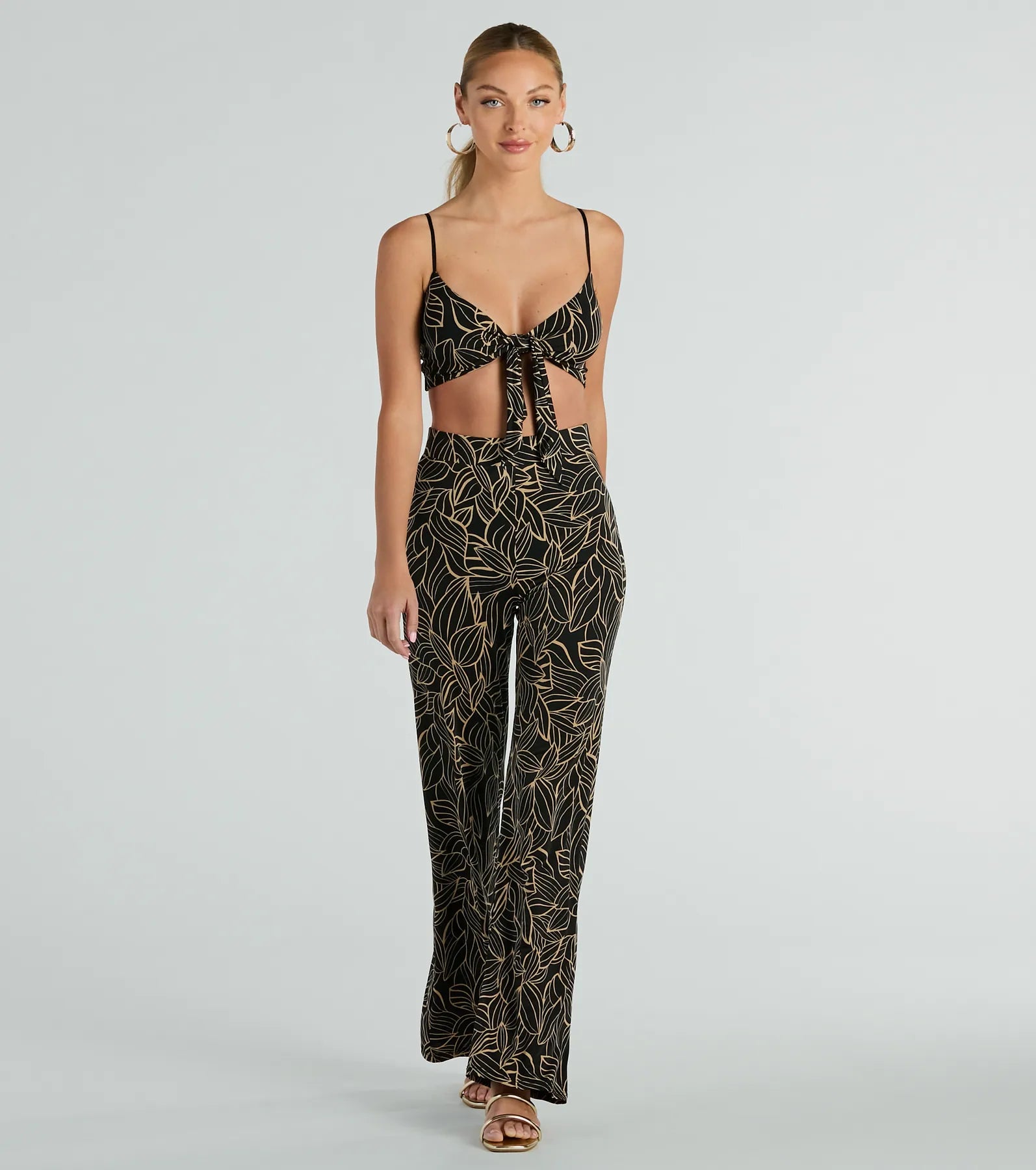 Premium Island Sun Tropical High-Rise Palazzo Pants