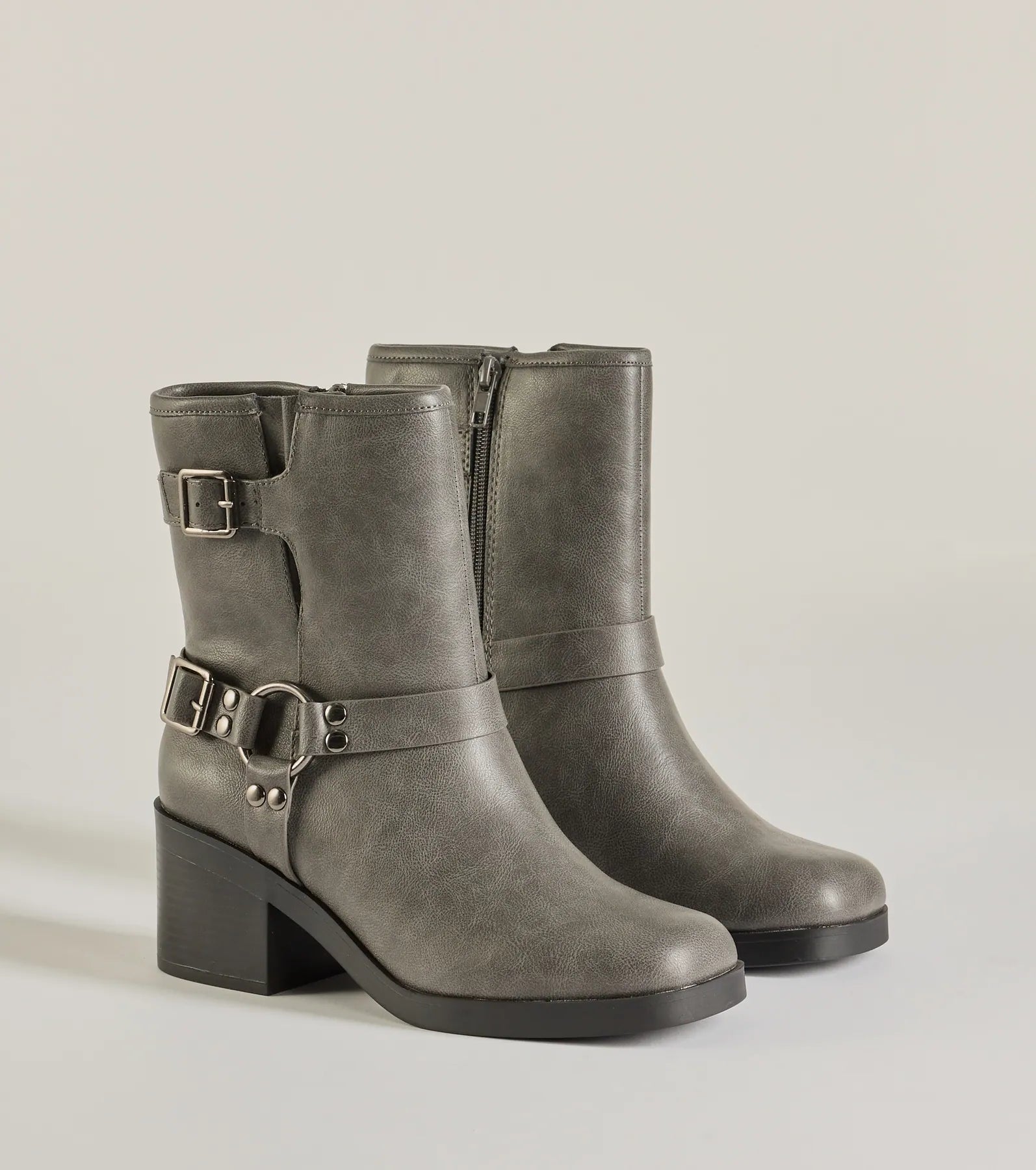 Ultimate Moto Chic Buckled Faux Leather Ankle Booties